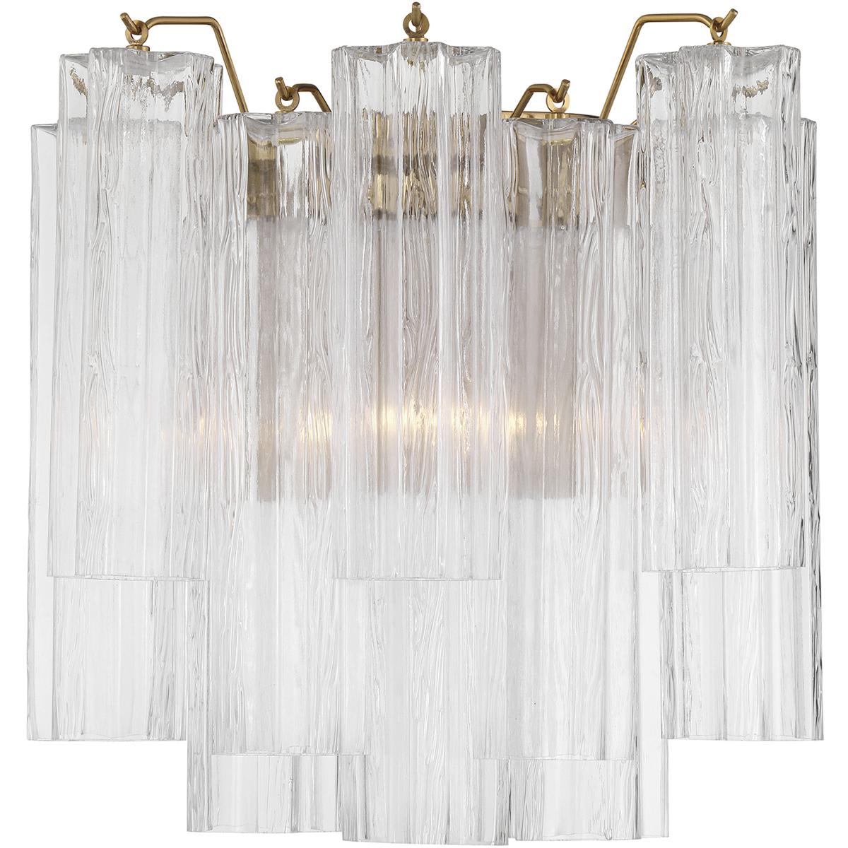  ADD-303-AG-CL Addis Bath Wall Light in Tronchi Glass Clear