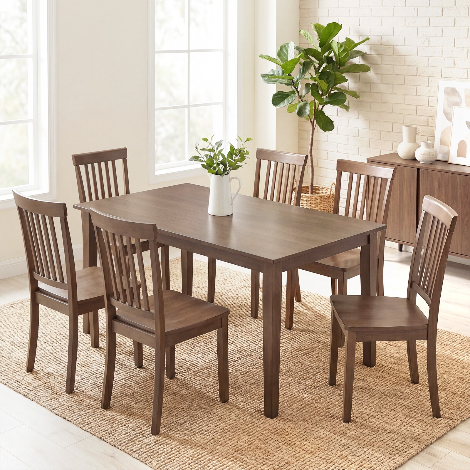 Colamy Set of 6 Light Brown Dining Chair Slatted Back Solid Wood Side — free download