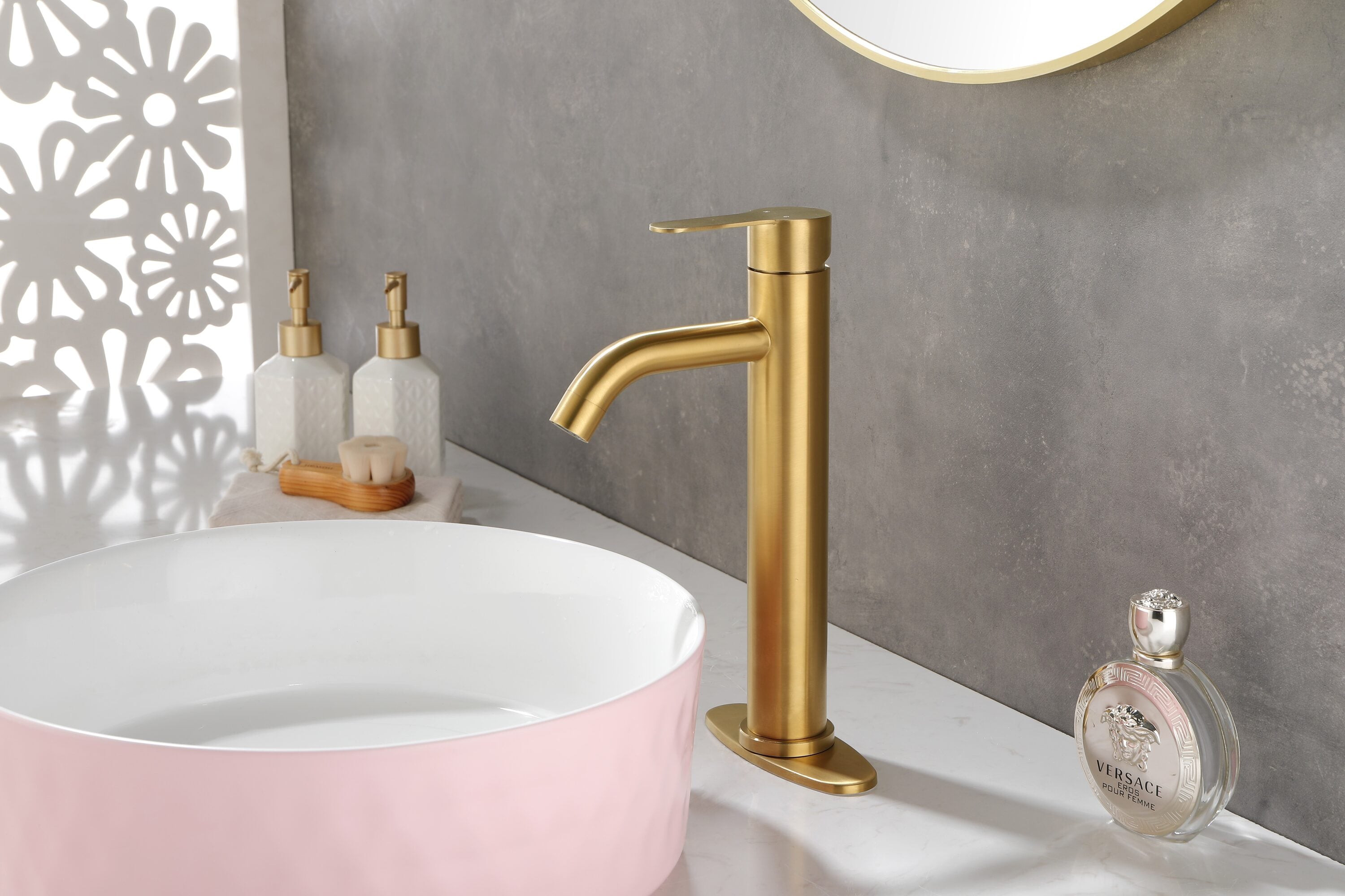 Brushed Gold Stainless Steel Single Handle Waterfall Faucet
