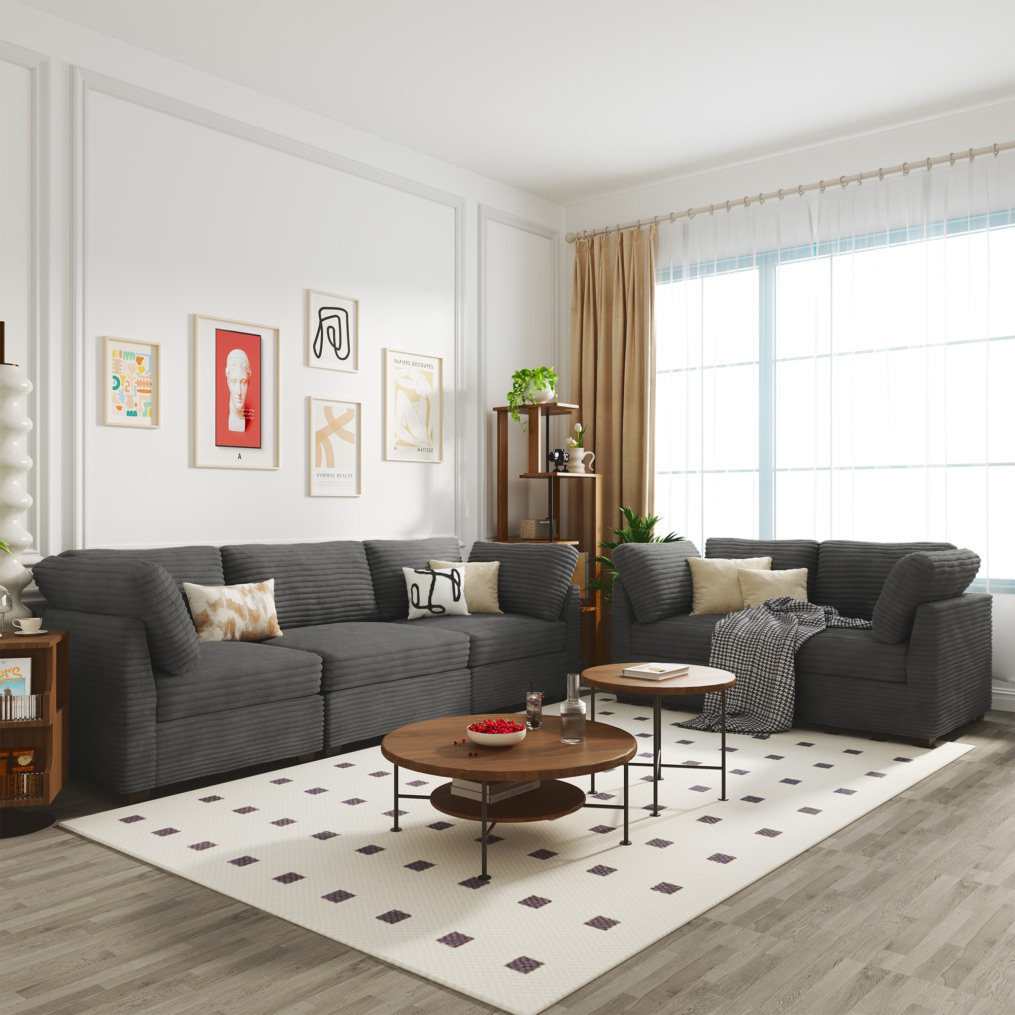 Pouuin SYOH915 98.1-in Modern Gray 6+ -seater Sectional