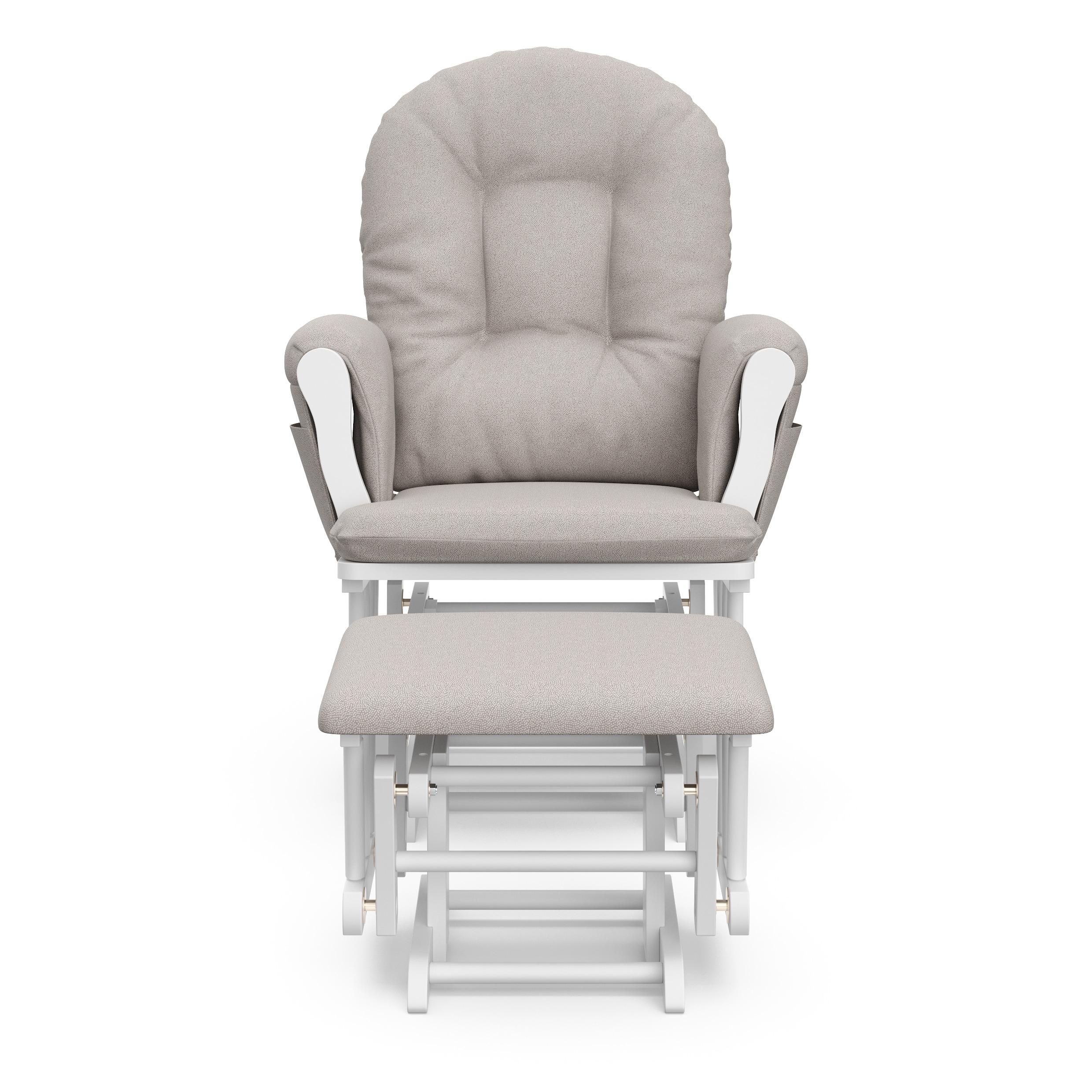White and Taupe Swirl Glider with Ottoman Set