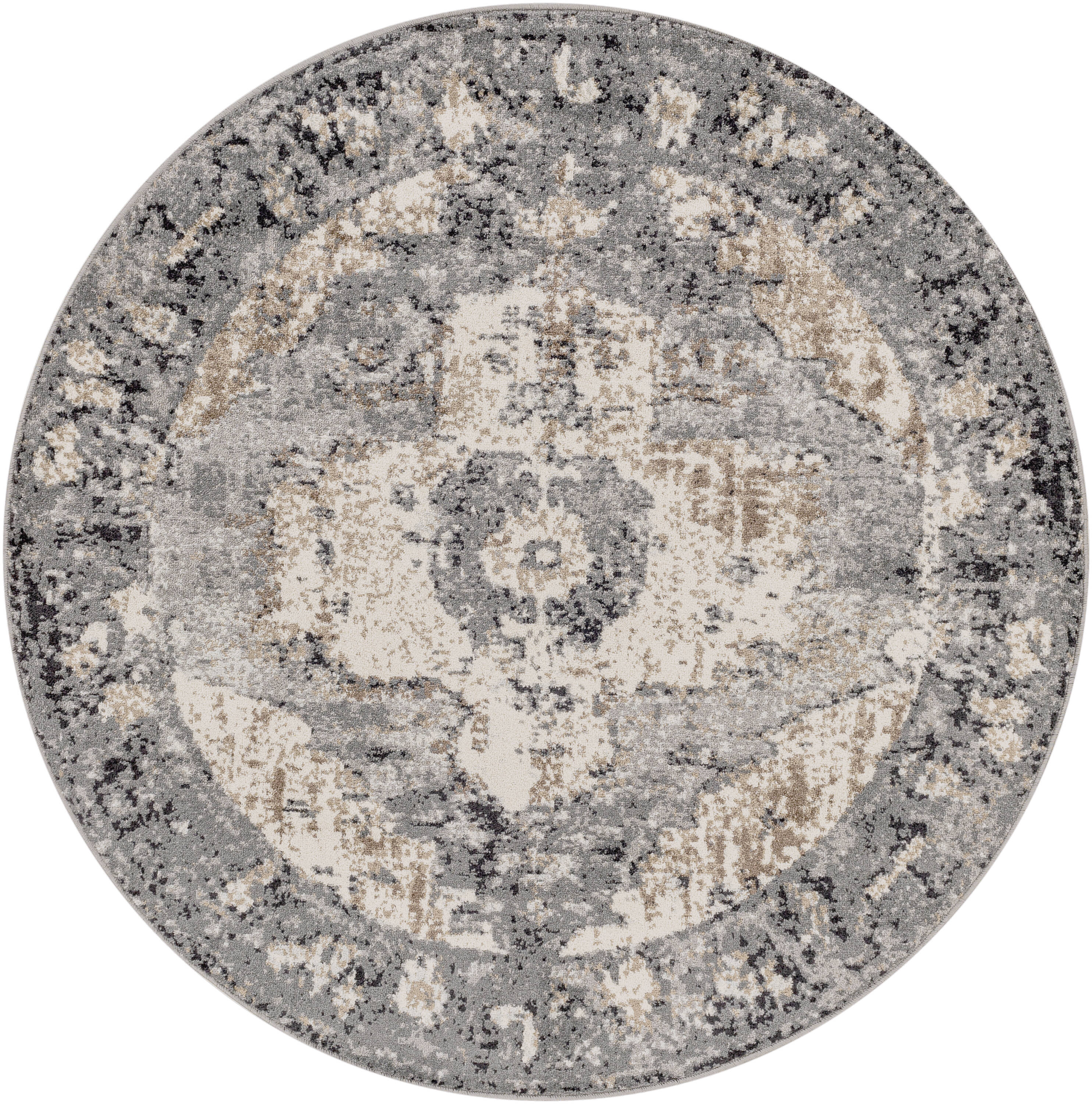 Livabliss CSA2304-710RD Chelsea 8 x 8 (ft) Polypropylene Medium Gray Round Indoor Medallion Oriental Area rug