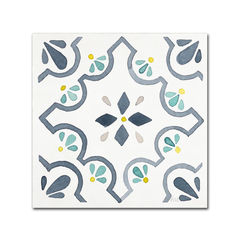 Trademark Fine Art WAP02208-C1414GG Garden Getaway Tile Ii White Laura Marshall Natural Wood Framed 14-in H x 14-in W Abstract Print on Canvas