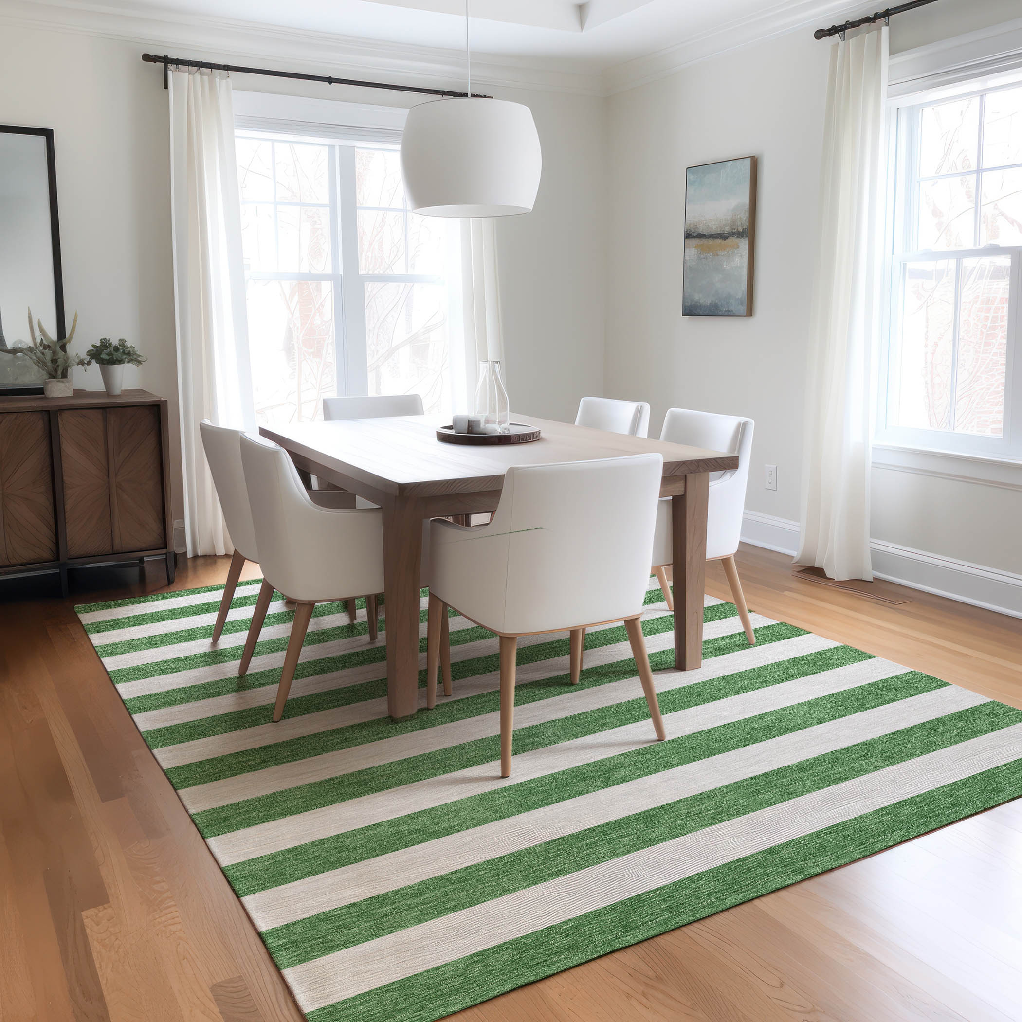 Addison Rugs ACN528GE5X8 Chantille ACN528GE 5 x 7 (ft) Polyester Green Rectangular Indoor/Outdoor Stripe Machine washable Area rug