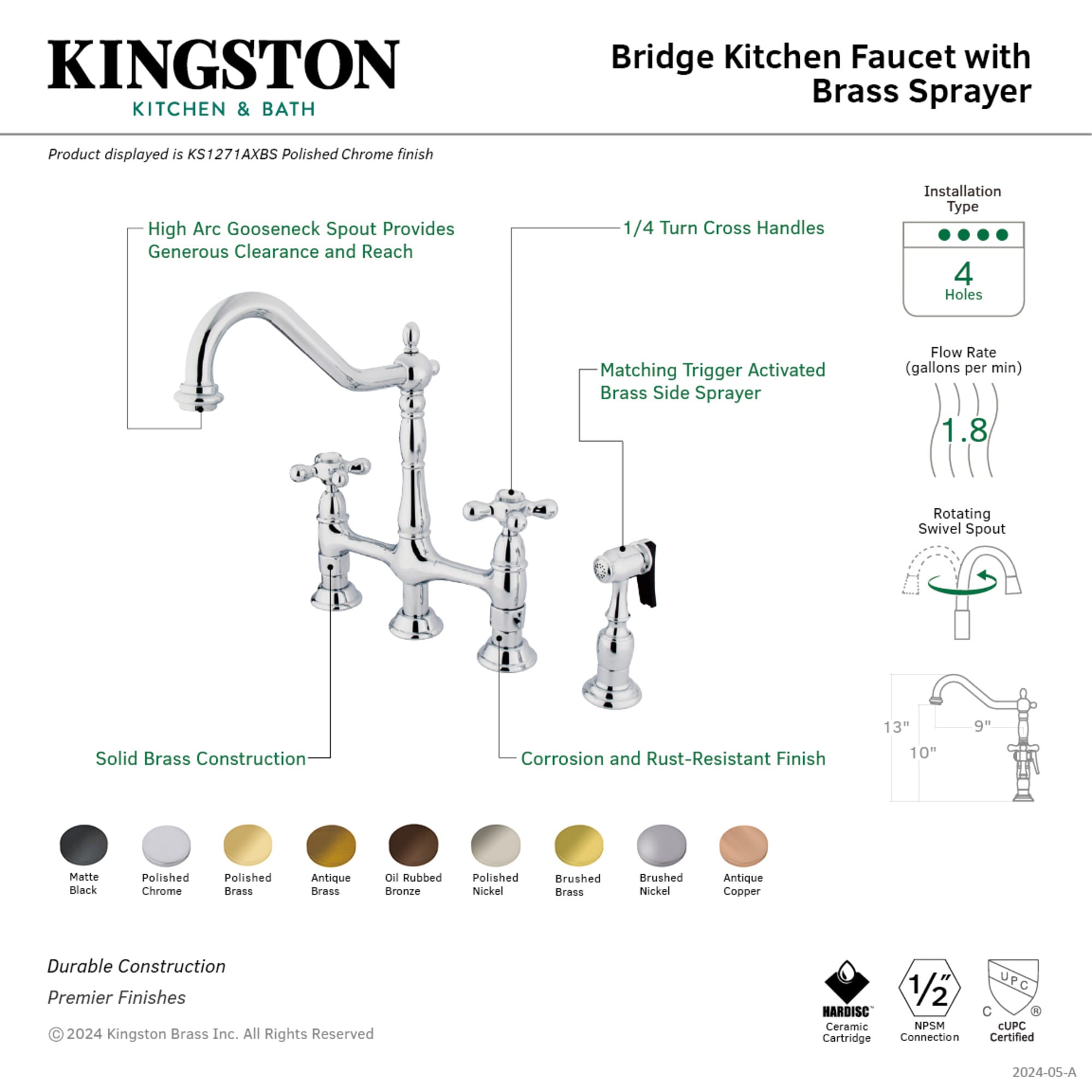 Kingston Brass WLKS1276AXBS Kitchen-Faucets - View #3