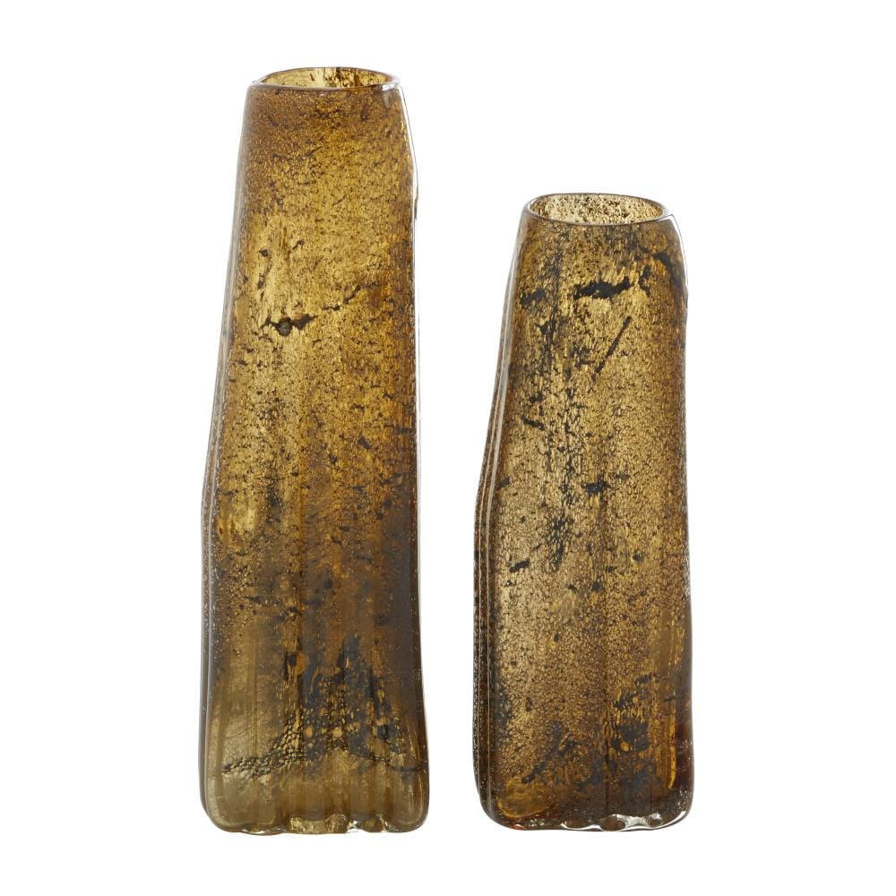 The Novogratz 83386 2 -Pack Brown Glass Modern Vase