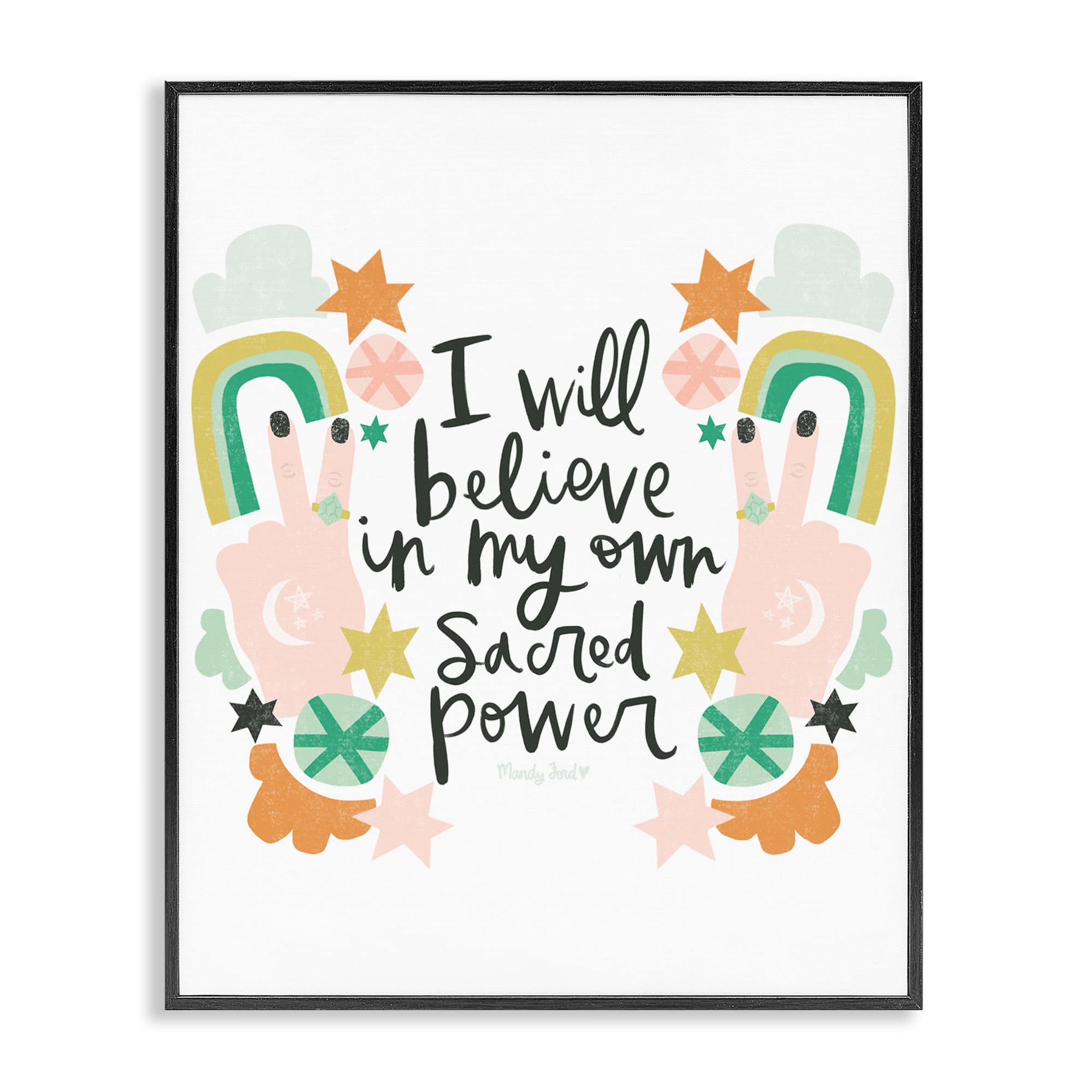 Stupell Industries BS-307-FR-11X14 Empowering Sacred Power Sentiment Black Framed Giclee Art By Mandy Ford Art + Illustration 11 x 14