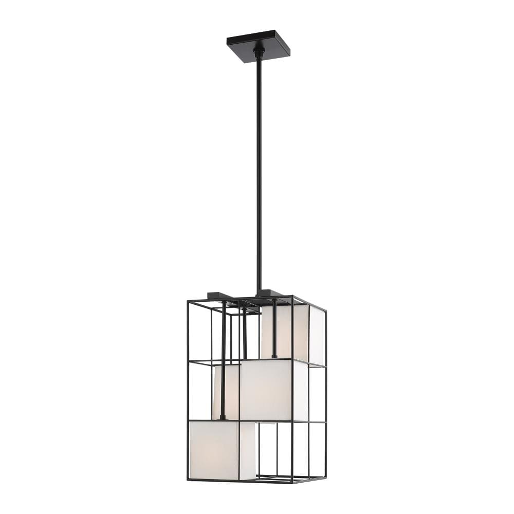 Trondheim 4-Light Crystal & Black Fabric Shade Pendant