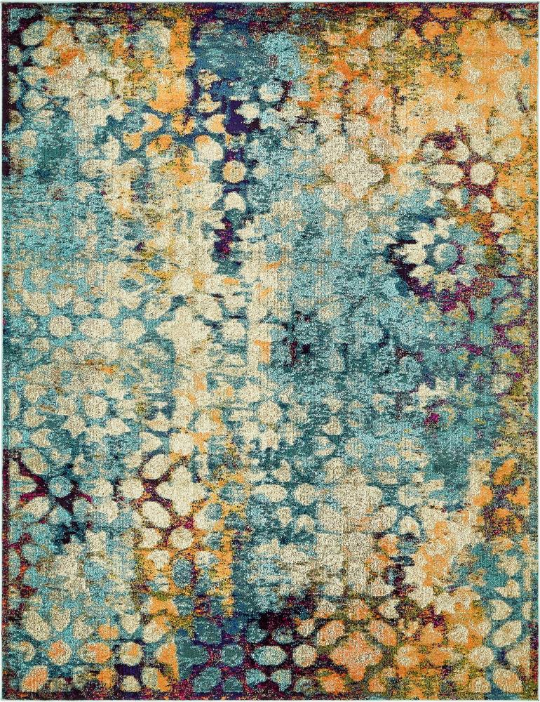 Unique Loom 3139962 Pollock Vita 8 x 10 (ft) Loomed Polypropylene Turquoise/Ivory Rectangular Indoor Abstract Bohemian/Eclectic Area rug
