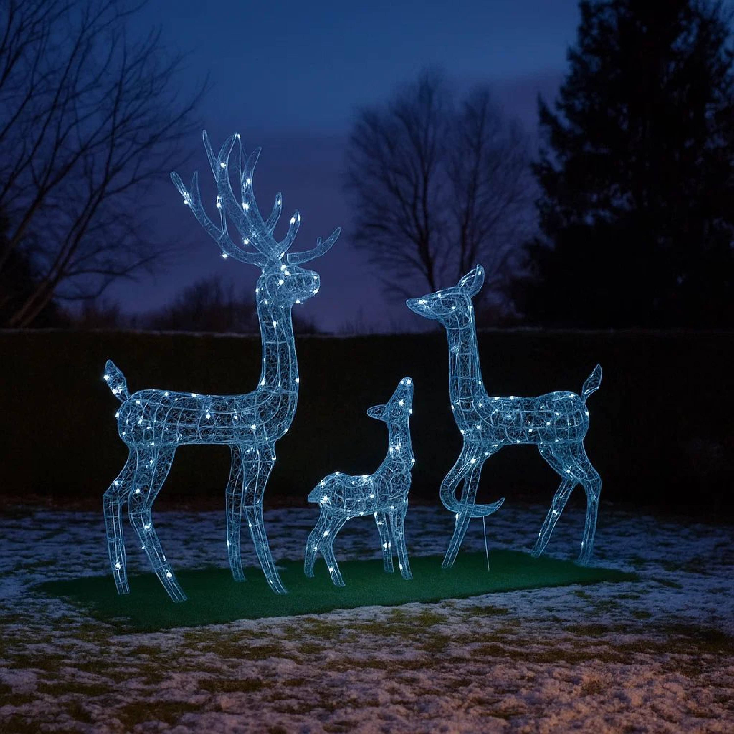 Benzara Meyi 3pc Outdoor Reindeer Family Christmas Decor 300 Cool White LEDs