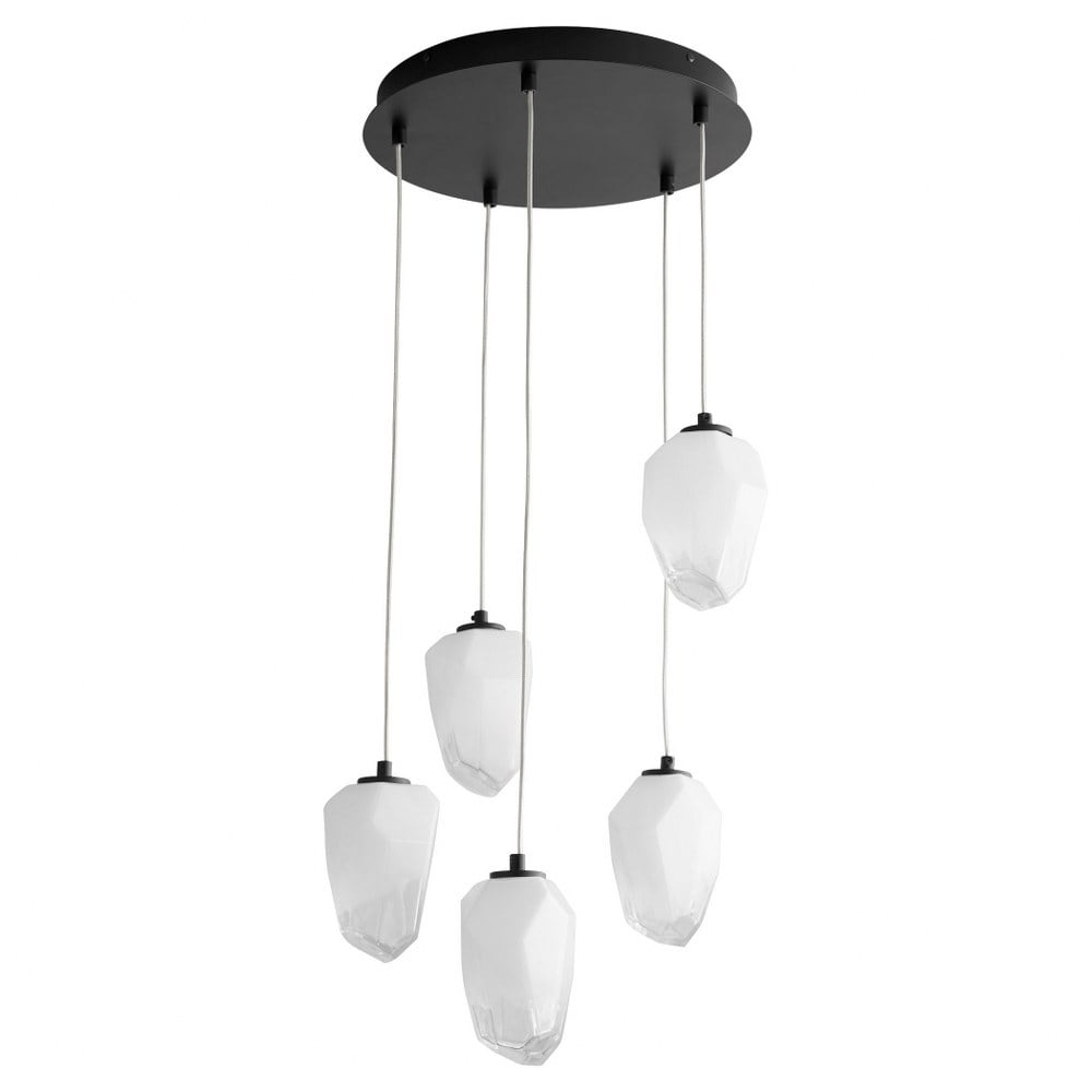 Oxygen Lighting Vivo 5 - Light Black Contemporary / Modern - LED Aluminum And Glass And Steel Pendant Light