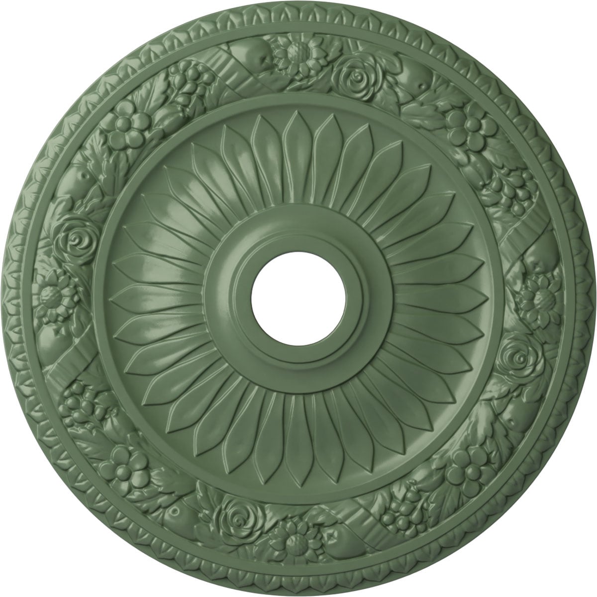 Ekena Millwork CM23BEAGF Bellona 23.625-in W x 23.625-in L Painted Athenian Green Polyurethane Whole Ceiling Medallion