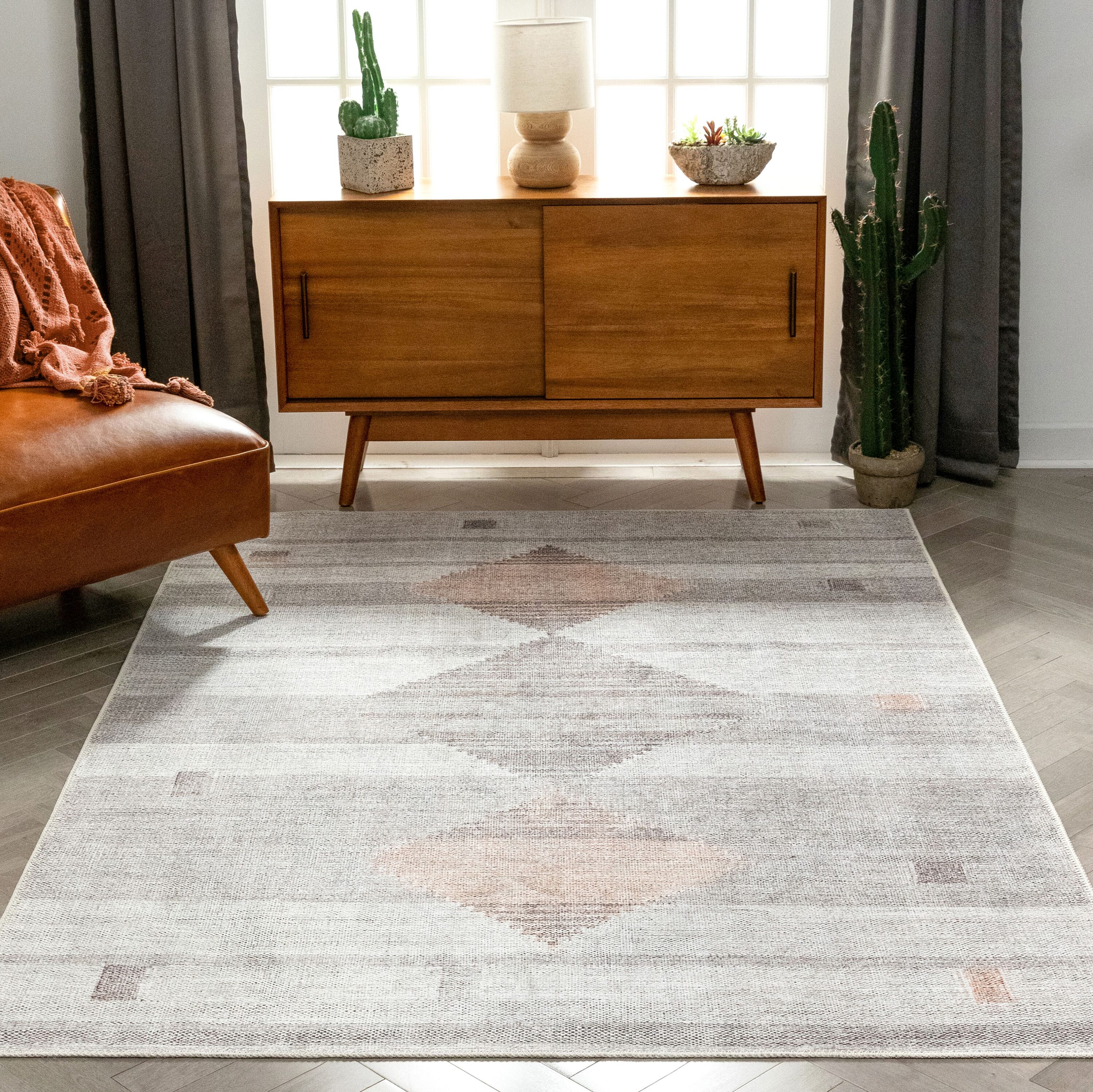 Gray Chenille 5' x 7' Stain-Resistant Washable Rug