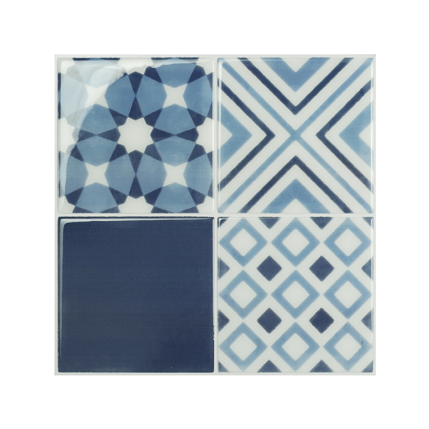 Smart Tiles Penny Davy 4-Pack Navy Blue 9-in x 9-in Glossy Resin Peel & Stick Wall Tile
