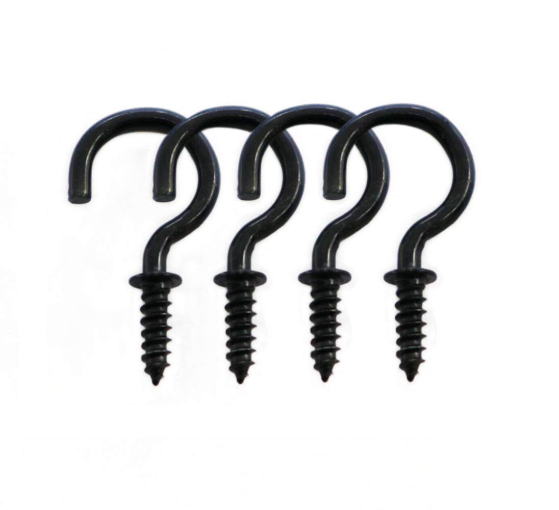 KHKFY  125 Pcs Black Screw Ceiling Hooks 3/4 Inch Heavy Duty Rust Resistant Metal Cup Hooks for Hanging Indoor and Outdoor Items