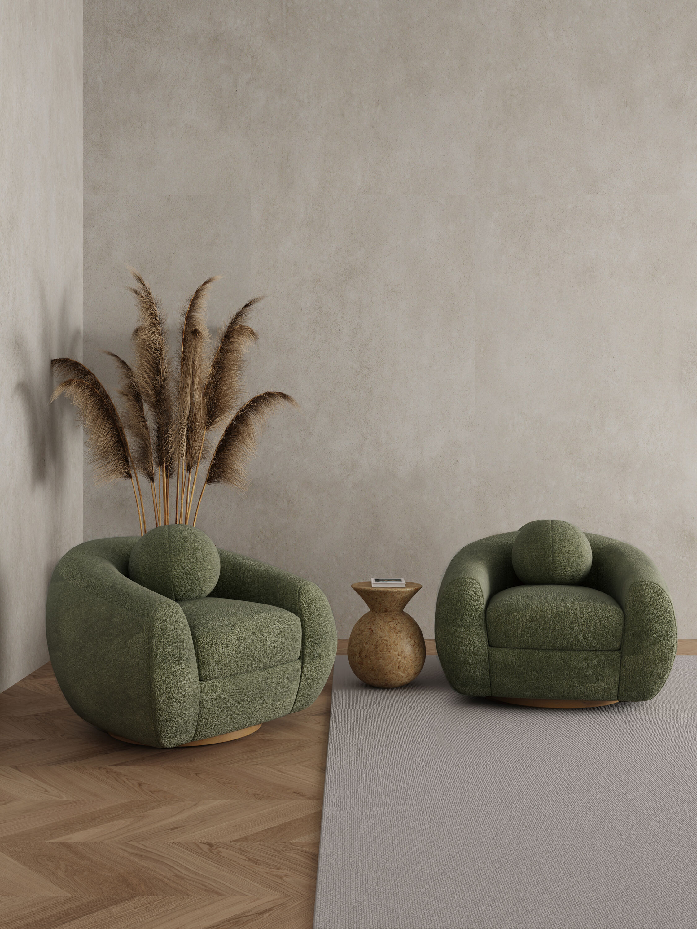 Manhattan Comfort 2-AC016-OG 2 Modern Olive Green Chenille Accent Chair