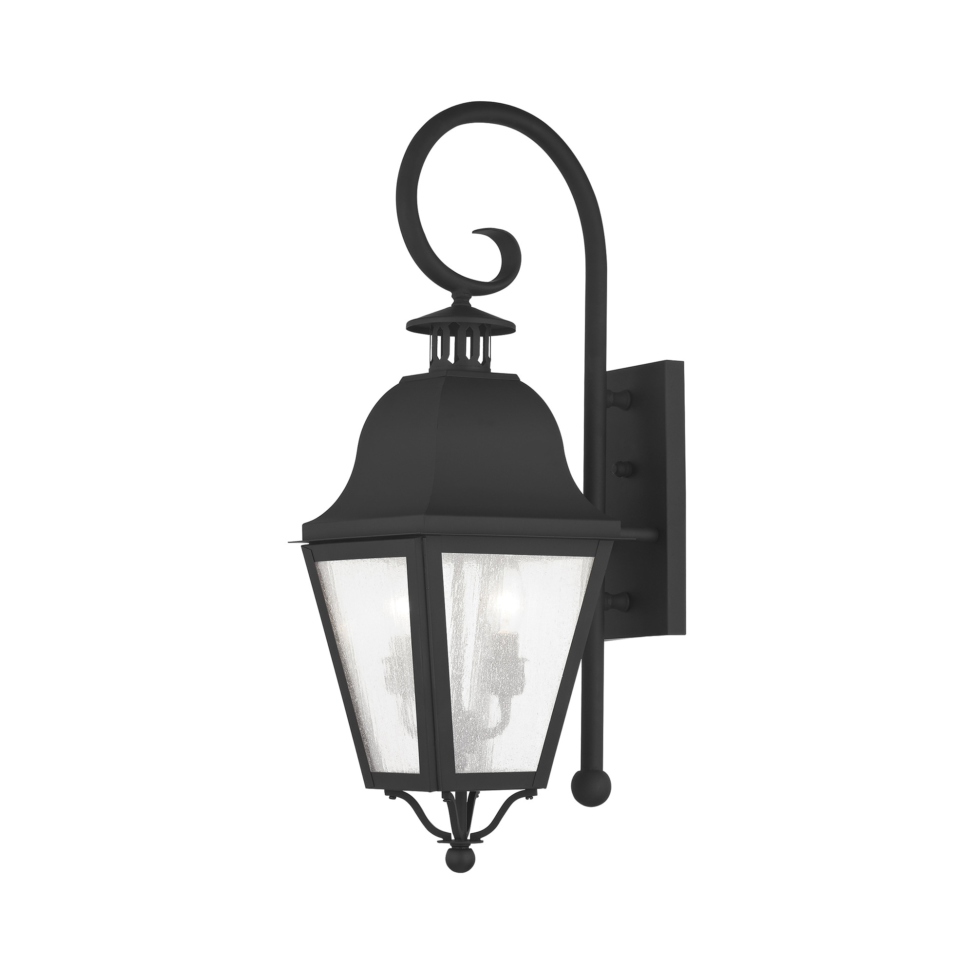 Livex Lighting 2551-04 Amwell 2 -Light 24.75-in H Matte Black Hardwired Outdoor Wall Light