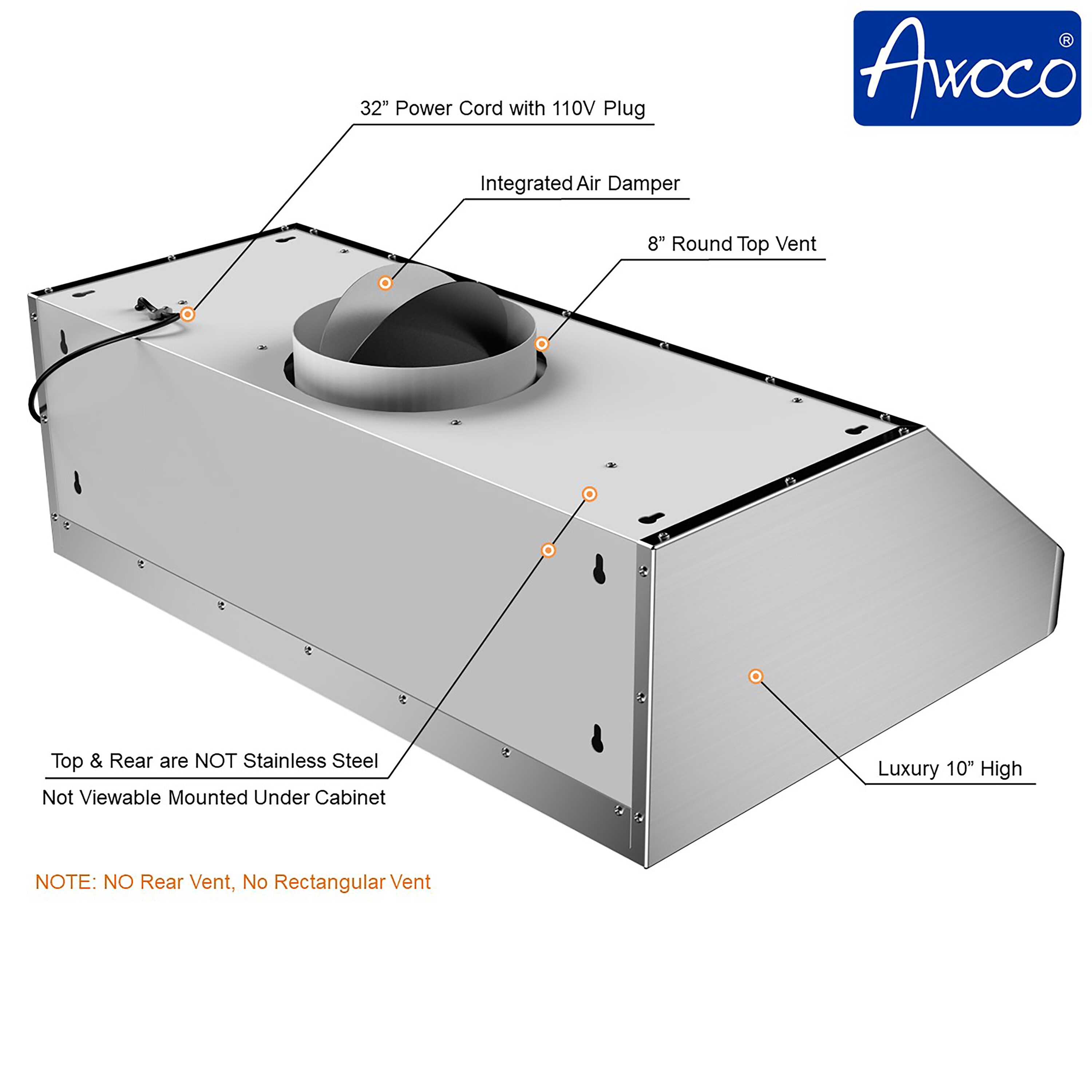Awoco RH-S10-30E Undercabinet-Range-Hoods - View #4