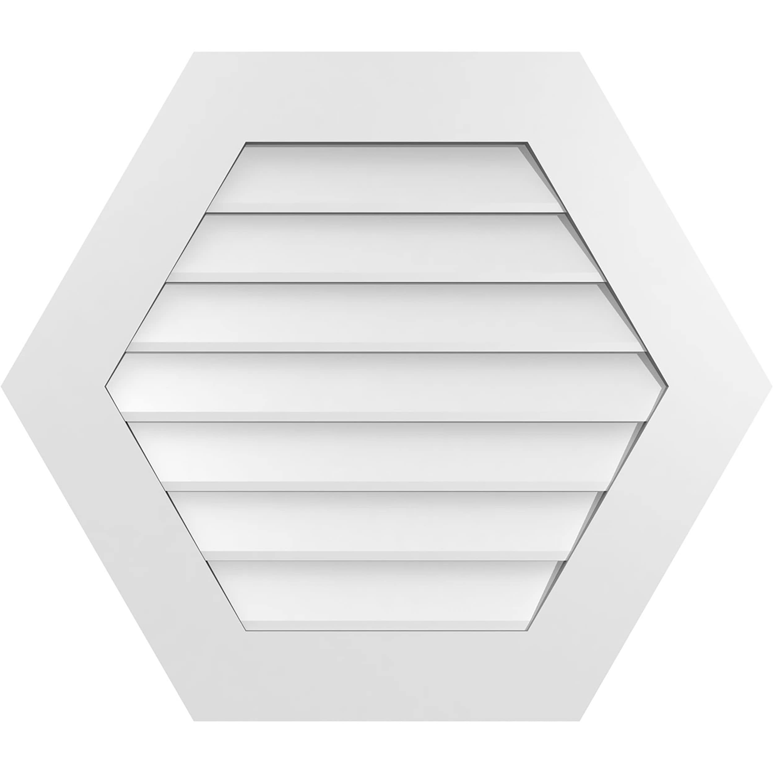Ekena Millwork GVPHP30X2601SN 30-Inches x 26-Inches Off-white Peaked PVC Gable Louver Vent