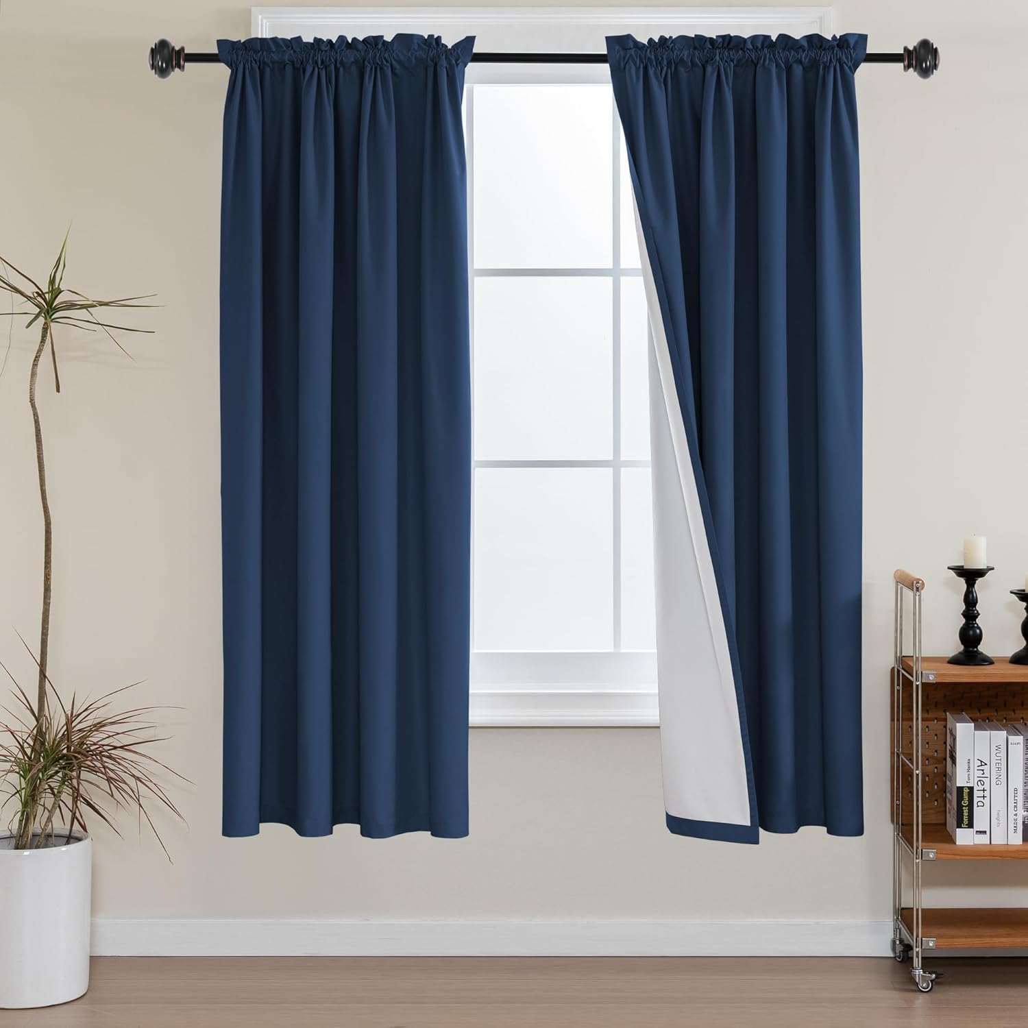 H.Versailtex -  Premium Blackout Curtain Panel Pair Back Tab/rod Pocket Top Navy