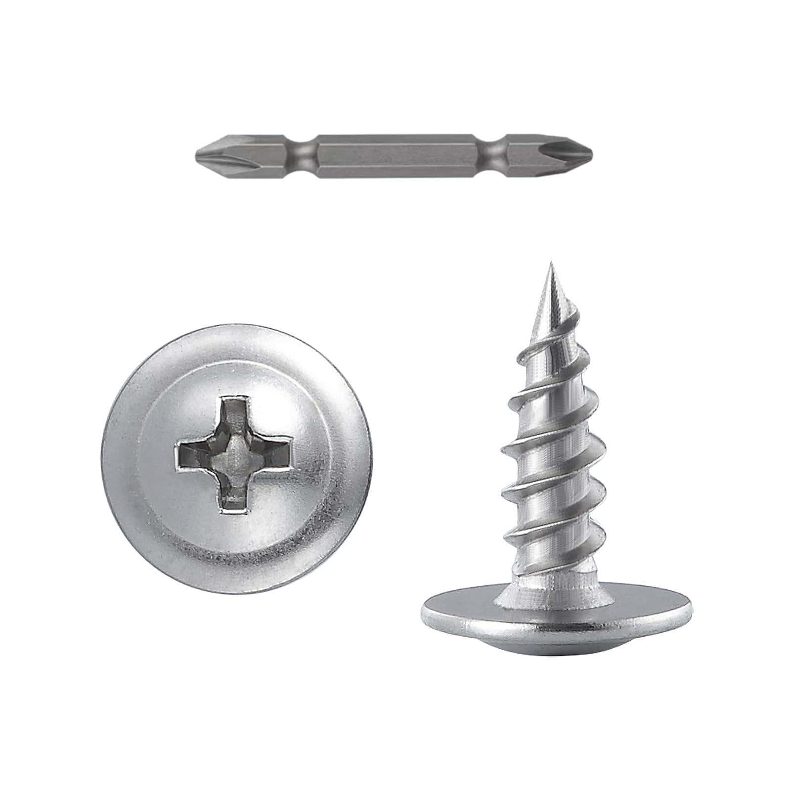 ITOPFOX  400 pcs Number 8 by Half Inch Phillips Truss Head Wood Screws Stainless Steel 410 Self Tapping for Wood Furniture Cabinets DIY Projects