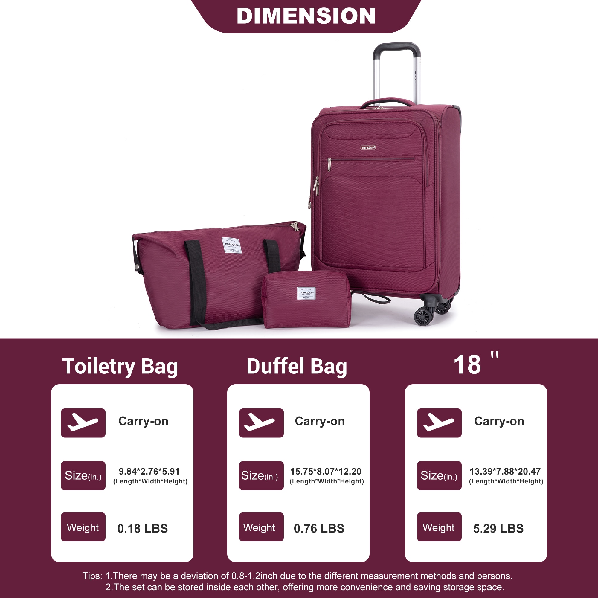 SINOFURN SYD9400002RD Luggage-And-Luggage-Sets - View #2