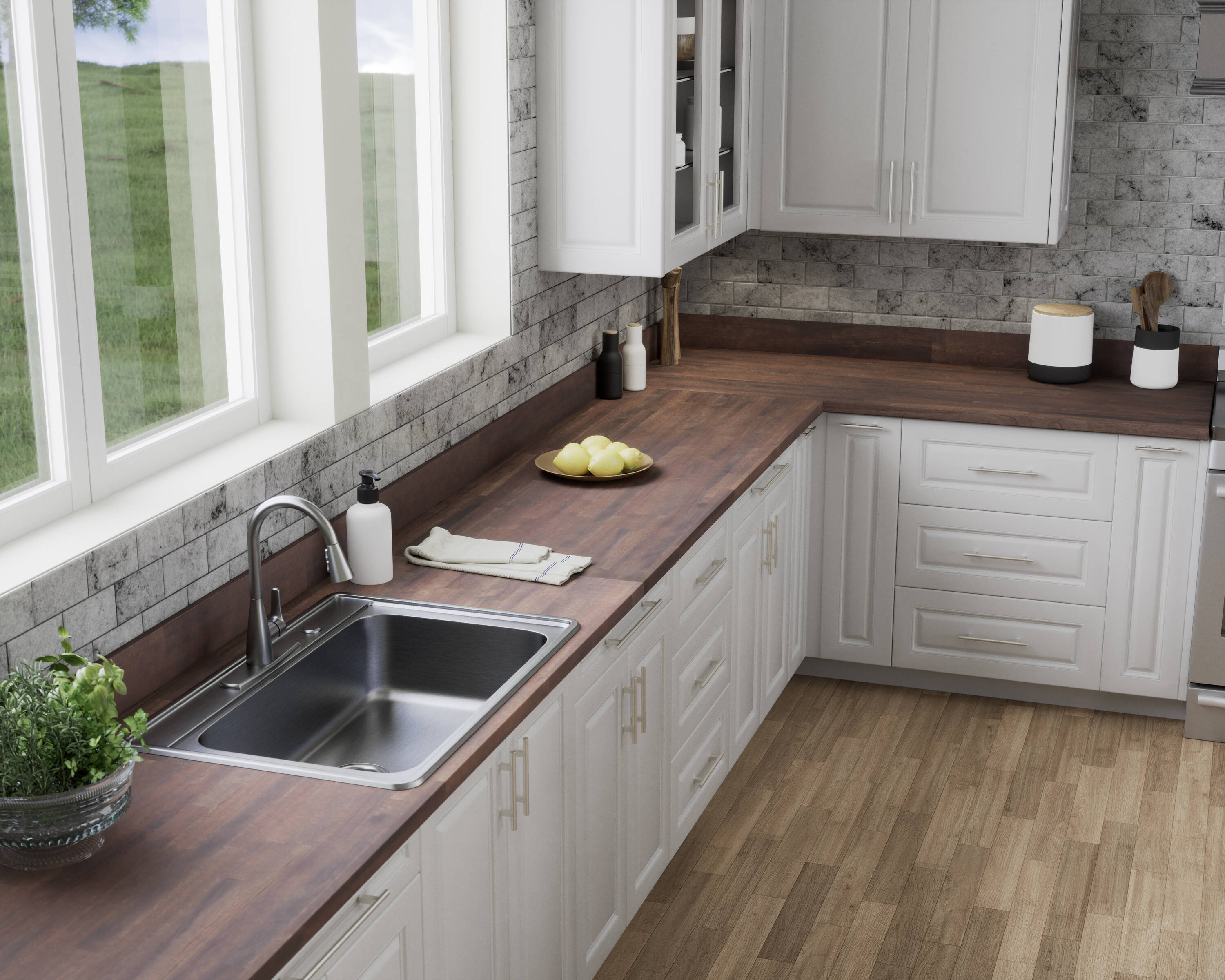 Shop allen + roth 6-ft. Espresso Stain Butcher Block Countertop and ...