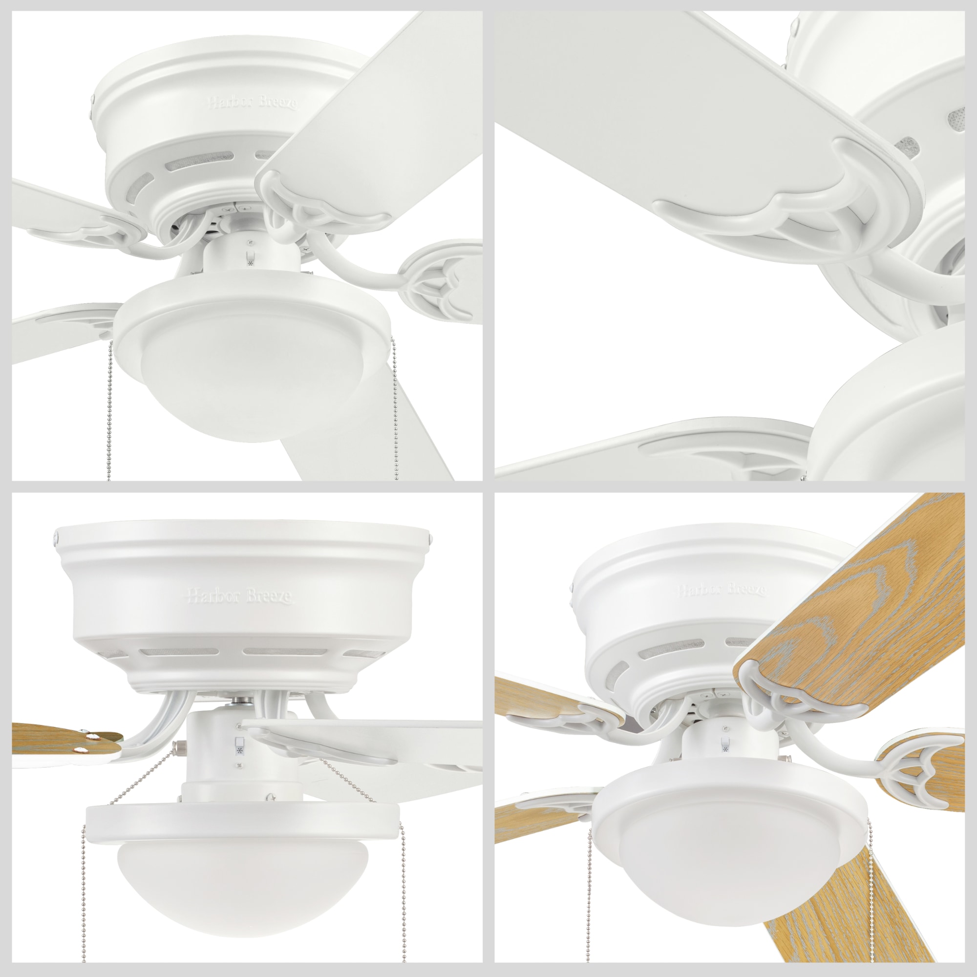 White Indoor Flush Mount Ceiling Fan