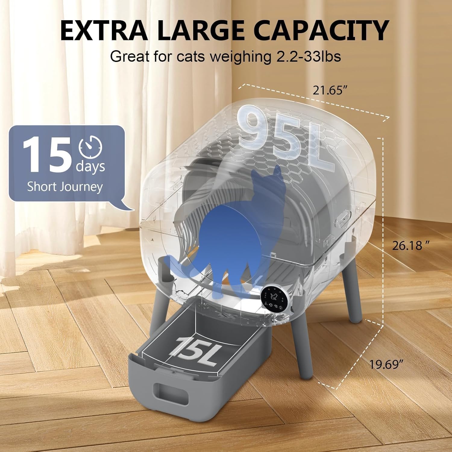 Paruuntys PT-Y1-B0DFM4Z71X Cat-Litter-Box - View #2