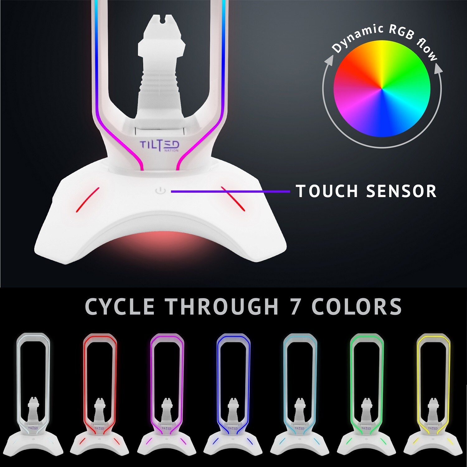 TILTED NATION Gaming Headset Stand with RGB and USB 3.0