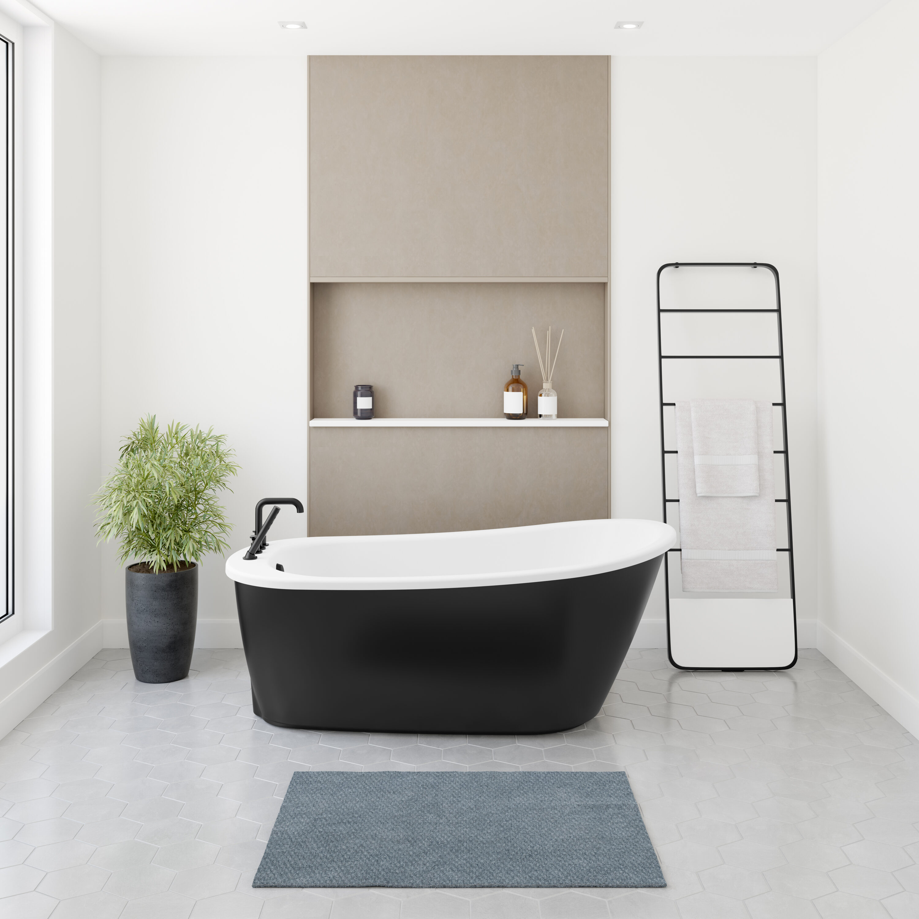 MAAX 105797-000-002-125 Sax 32-in x 60-in Black Acrylic Oval Freestanding Soaking bathtub ( Right Drain )
