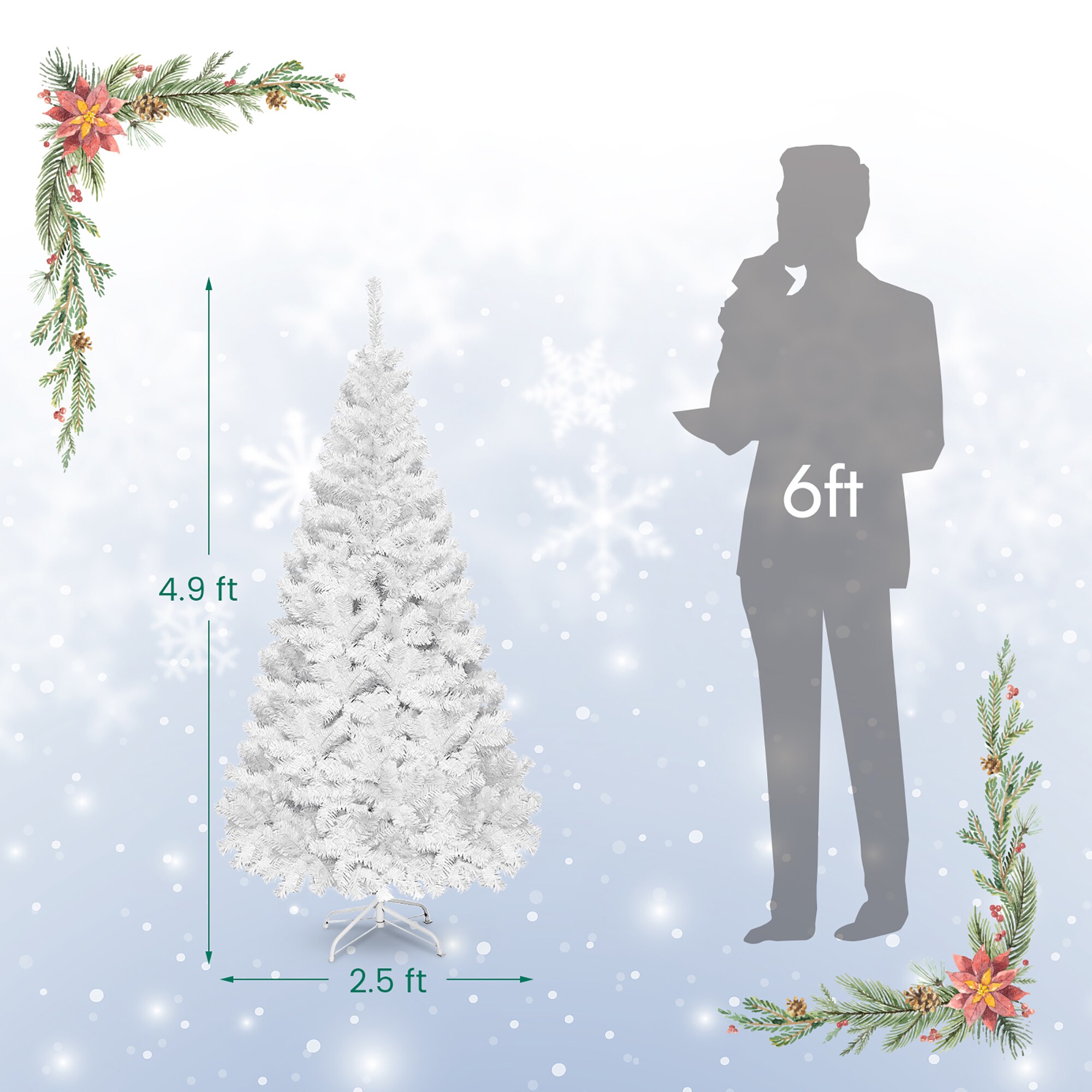 Costway 5-ft White Artificial Christmas Tree in the Artificial ...