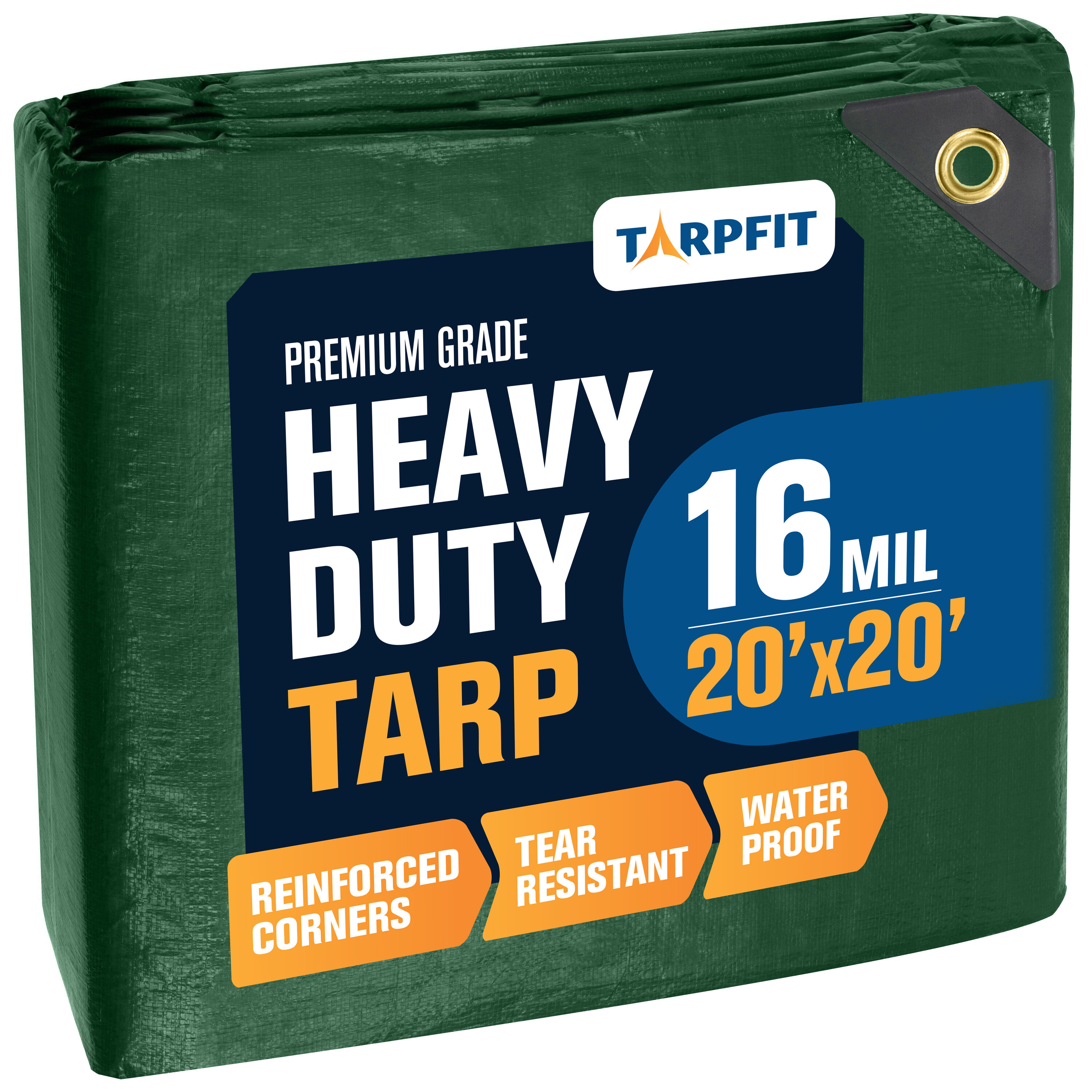 TARPFIT T16F-HG2020 20-ft x 20-ft Green Waterproof Commercial Polyethylene 16-mil Tarp