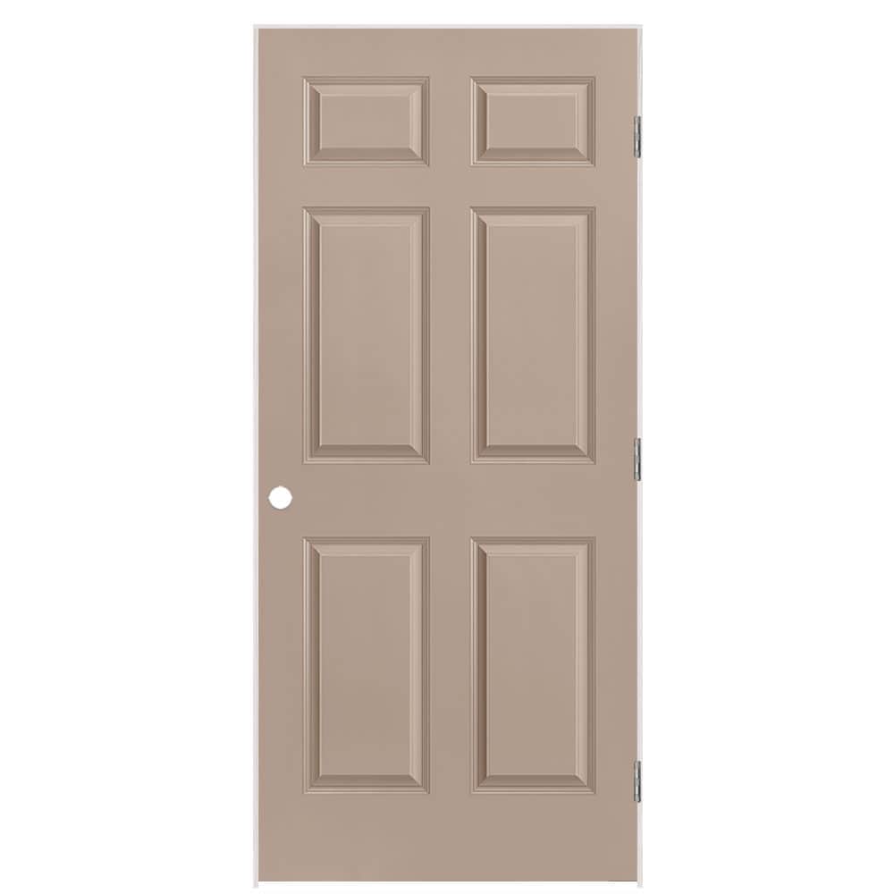 Masonite 1317374 36-in x 80-in Sandpiper Solid core 6-panel Right hand Smooth Prefinished Molded composite Flat Jamb Single Prehung Interior Door