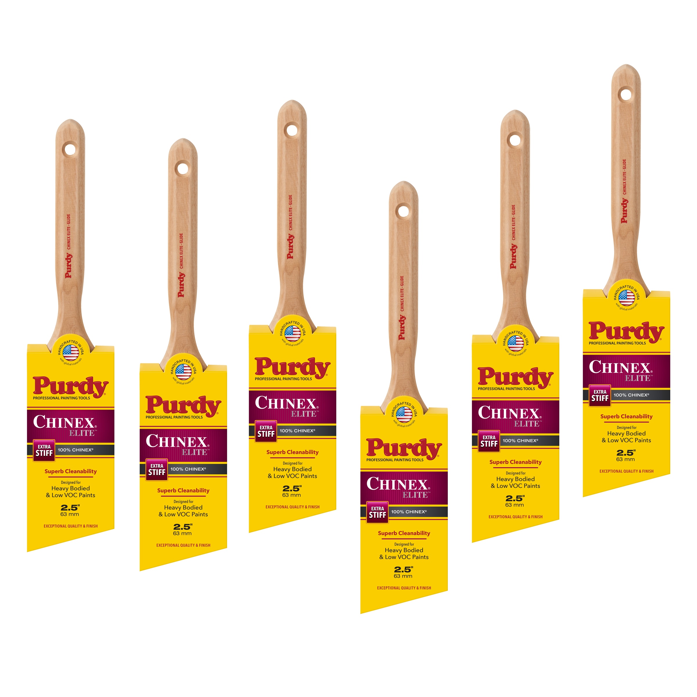 Purdy Chinex Elite 2-1/2-in Reusable Angle Specialty and craft brush 6 -Pack