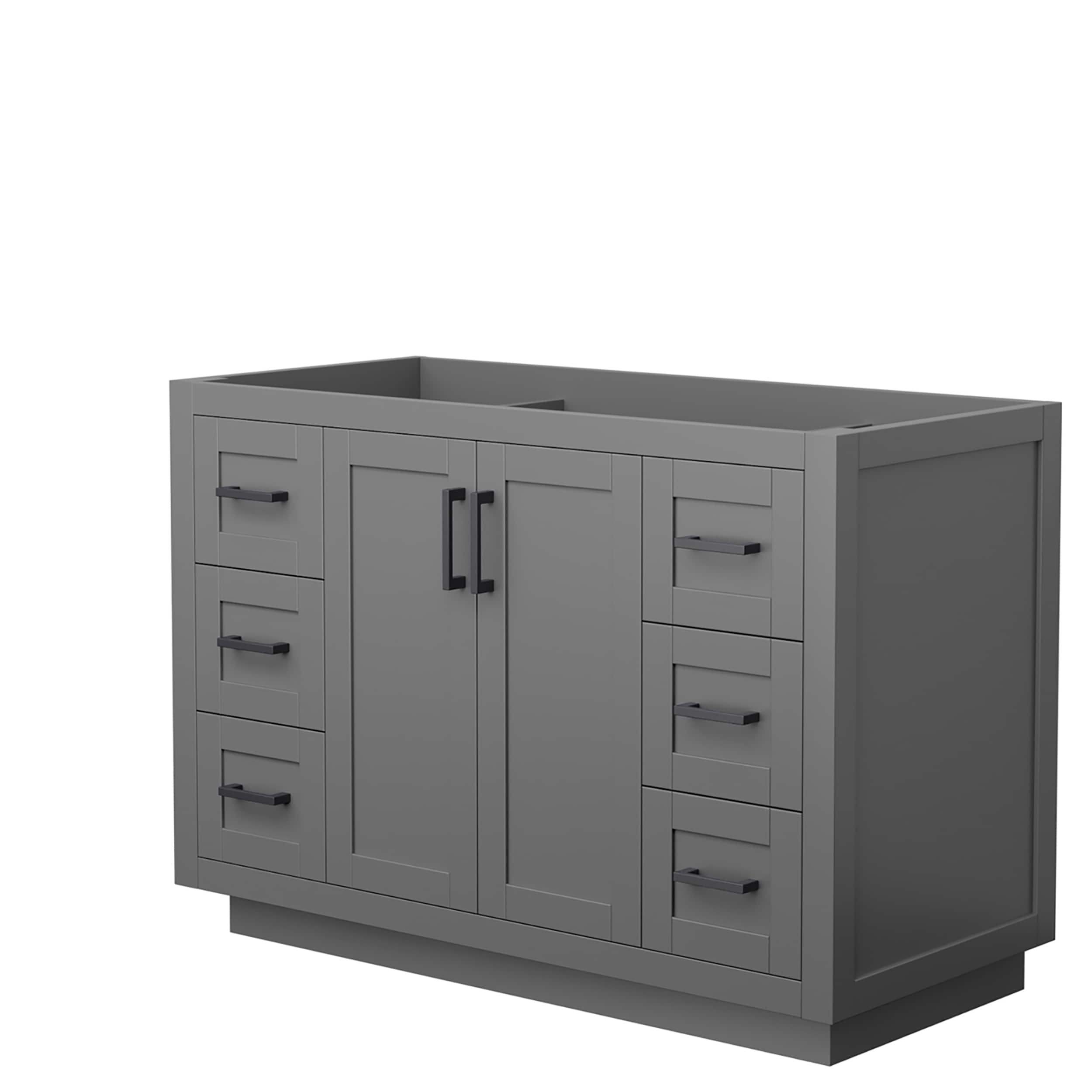 Wyndham Collection WCF292948SGBCXSXXMXX Miranda 48-in Dark Gray with Matte Black Trim Bathroom Vanity Base Cabinet without Top