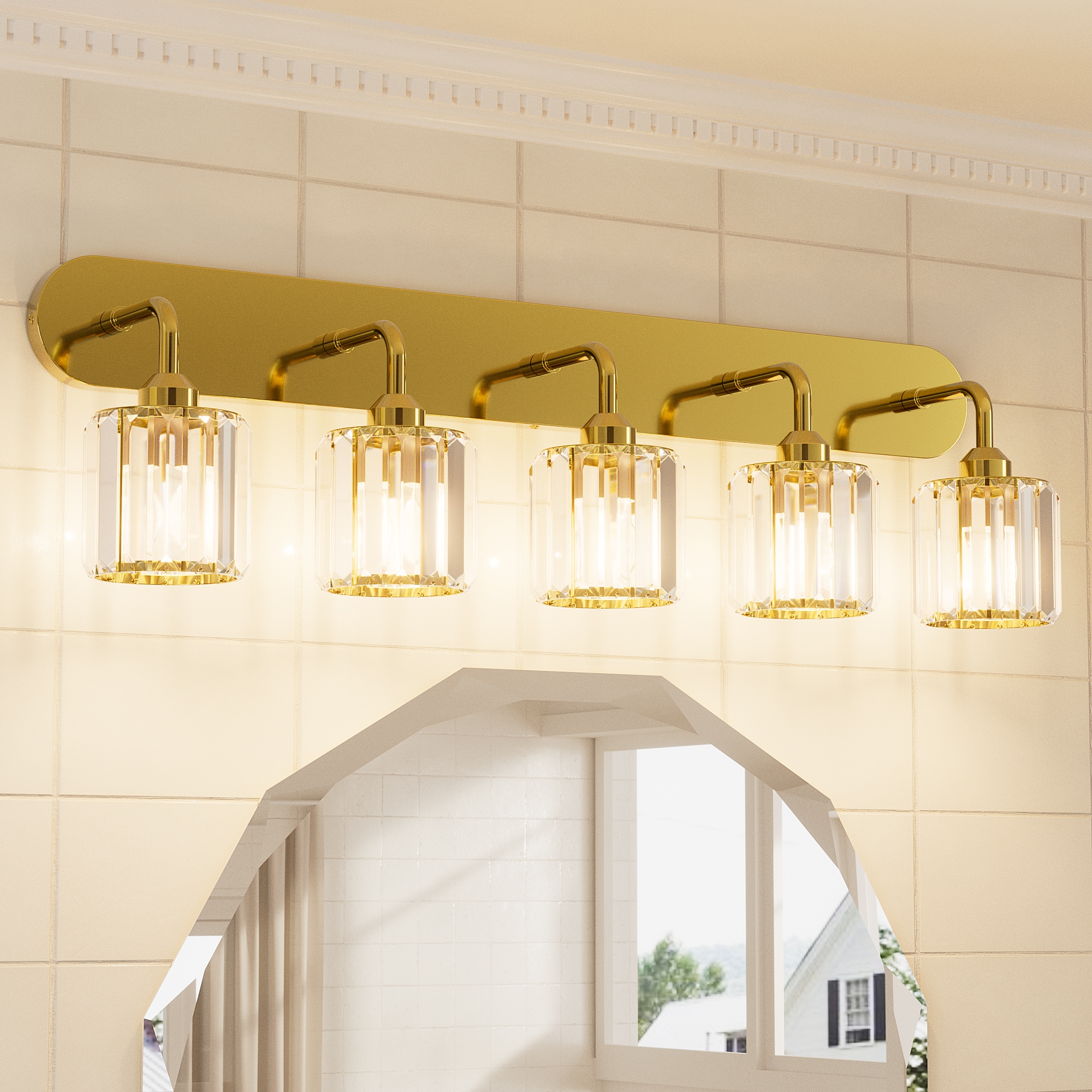 TETOTE 5 Light Gold Bathroom Light Fixtures Modern/Contemporary Bathroom Vanity light