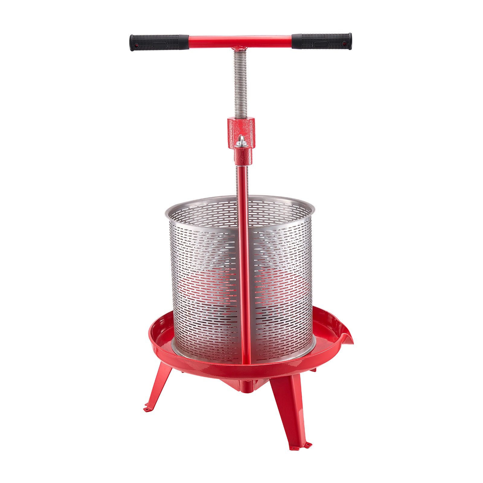 VEVOR SCGJYZJLSBXG06845V0 3.69 Gal/14L Fruit Wine Press Stainless Steel Basket with Cross-beam and Triangular Structure Manual Juice Maker Cider Apple Grape Tincture Making Press with T-Handle for Kitchen Home