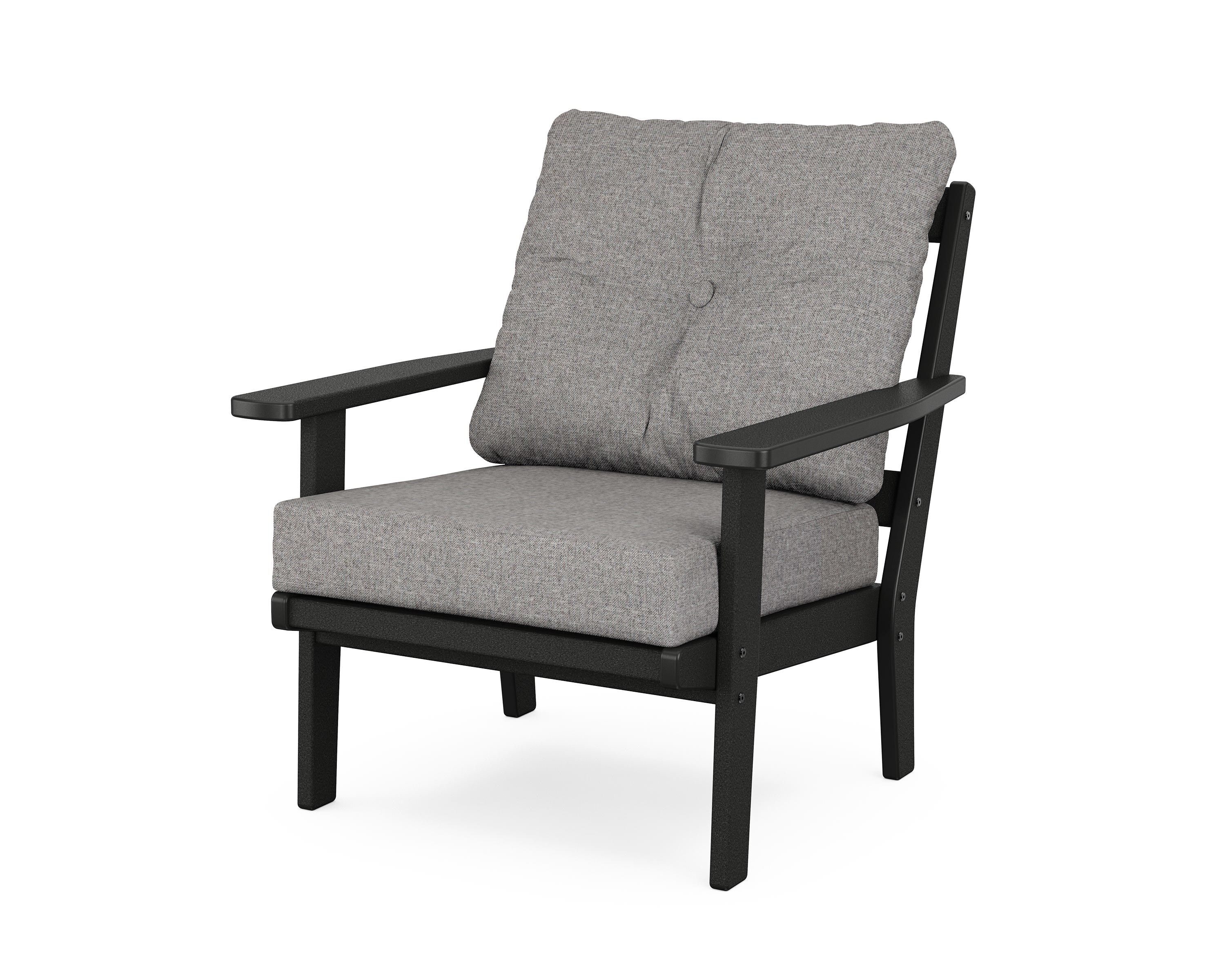 POLYWOOD 4451-BL145980 Oxford Black Plastic Frame Stationary Conversation Chair with Bronze Slat Seat