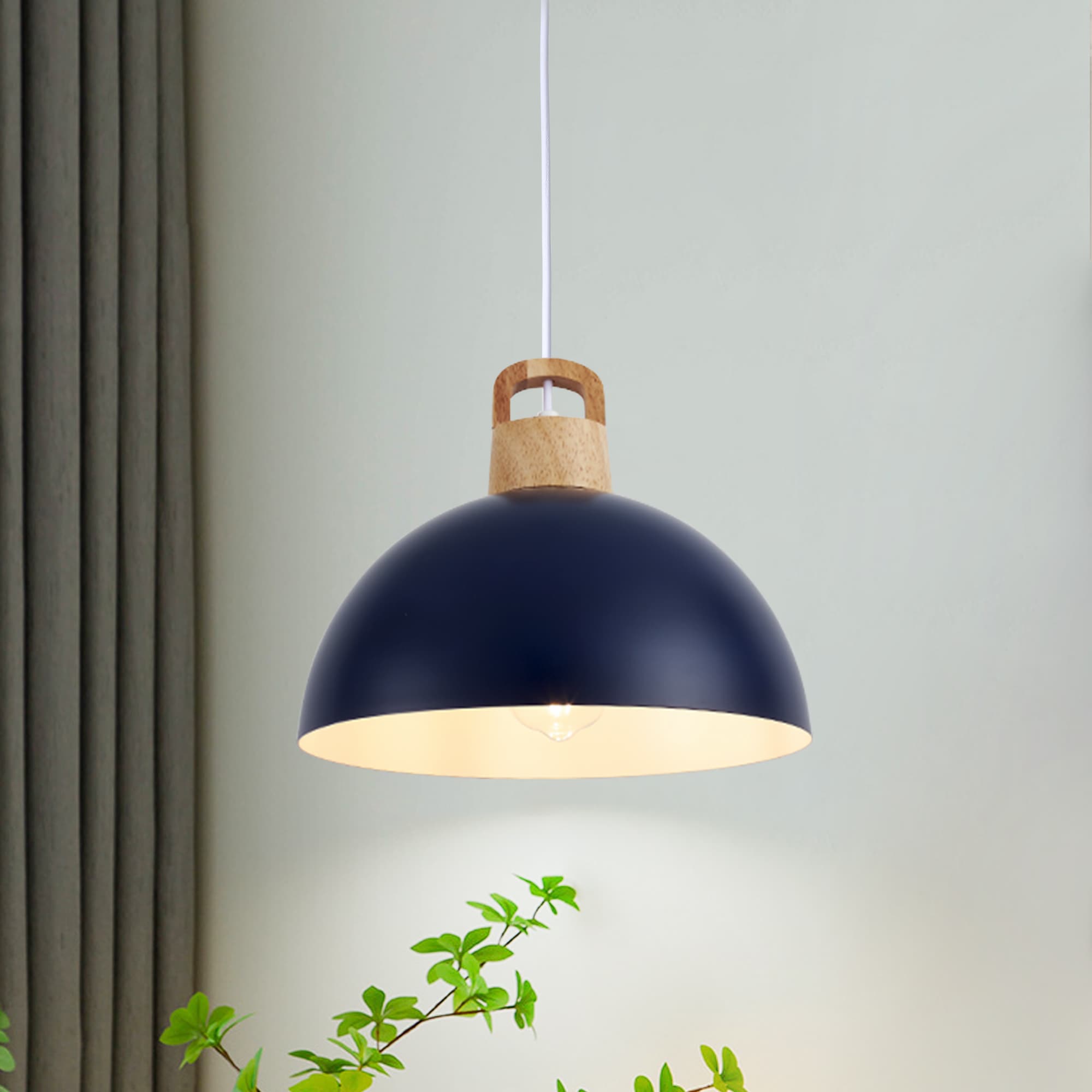ADSENSTY 11.81inch 1 Light Blue Modern Dome Pendant Light for Kitchen Island Dining Room Bedroom