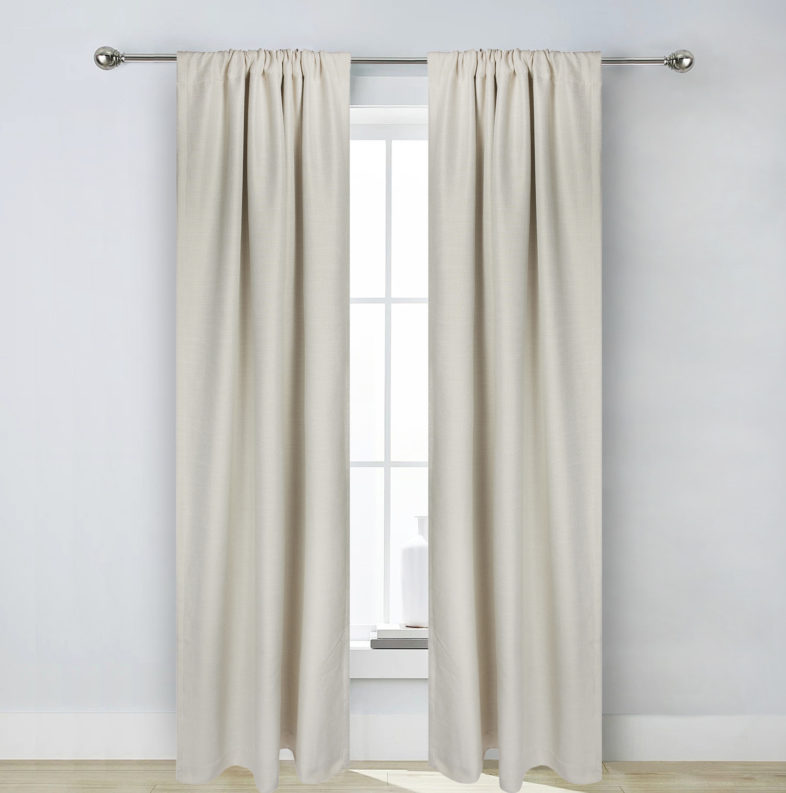 Origin 21 36016 84-in SAND GRAIN Polka dot Blackout Interlined Back tab Curtain panel pair