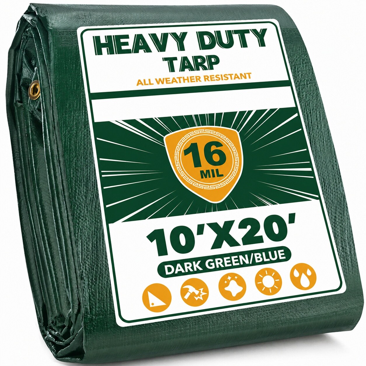 Etokfoks  10 ft W x 20 ft L Heavy Duty Waterproof Poly Tarp Outdoor UV Resistant Weed Barrier Erosion Control Landscape Fabric