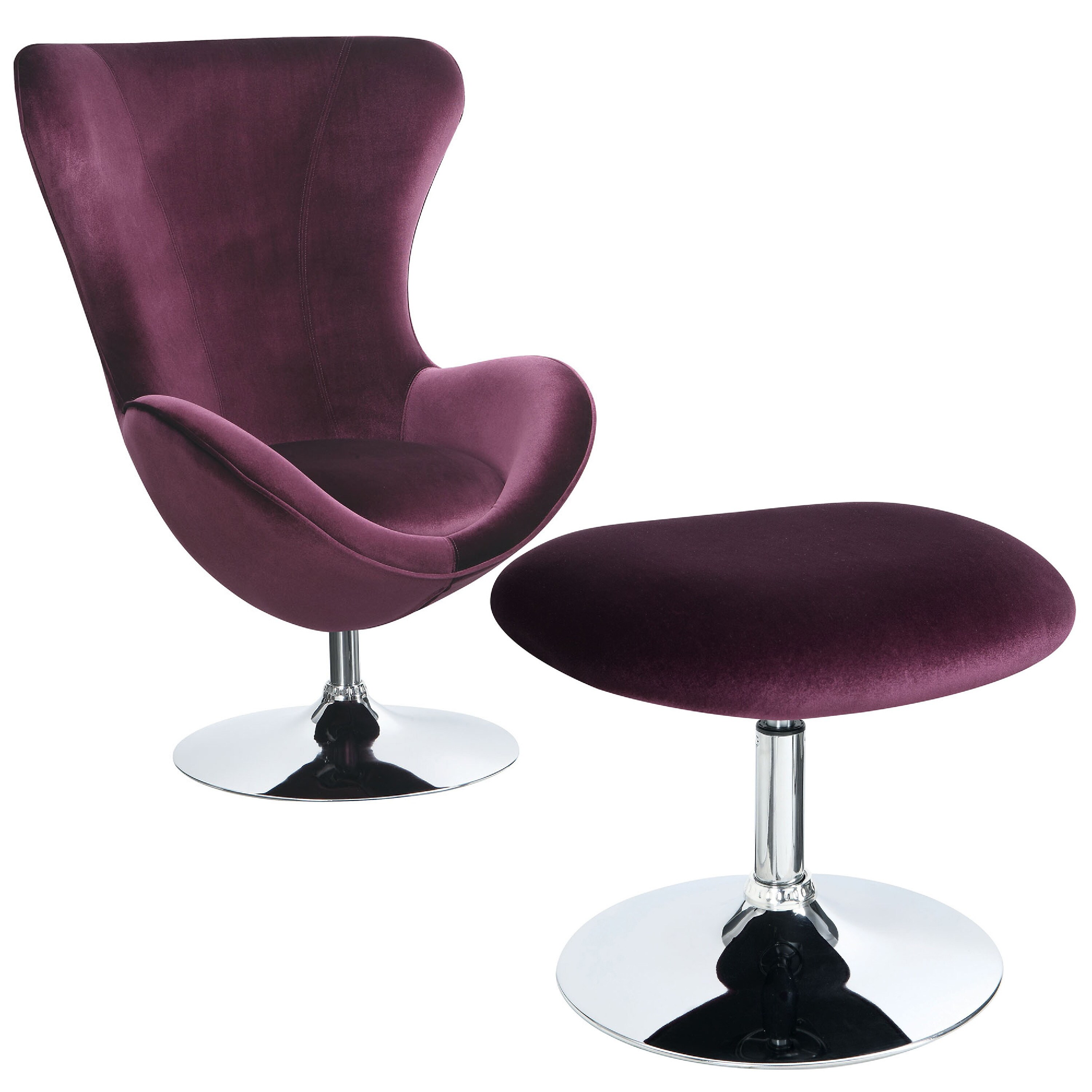 Benzara BM123251 2 Modern Purple Flannel Swivel Accent Chair