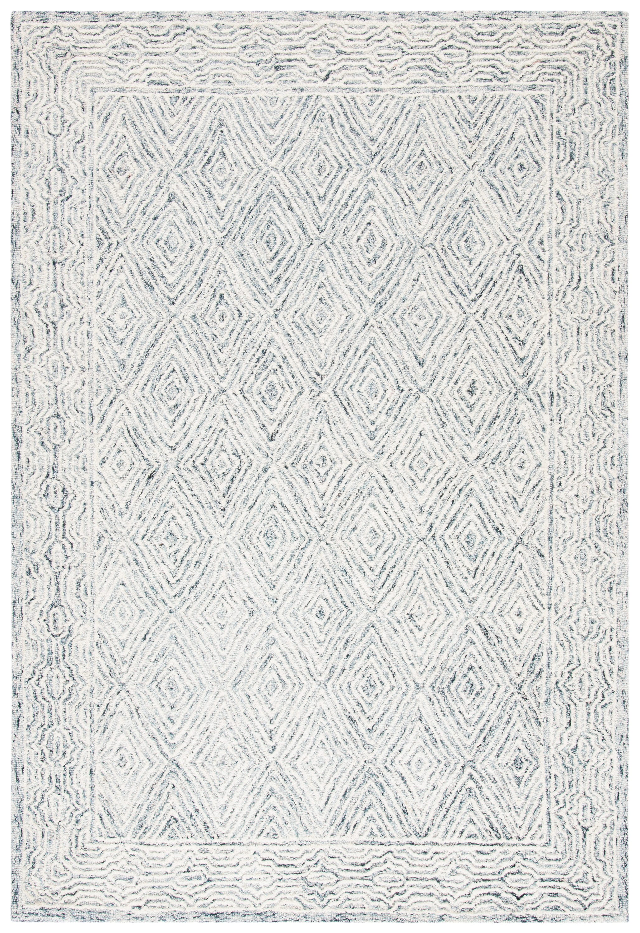 Safavieh CPR217A-5 Capri 5 x 8 (ft) Tufted Wool Ivory/Blue Rectangular Indoor Geometric Bohemian/Eclectic Area rug