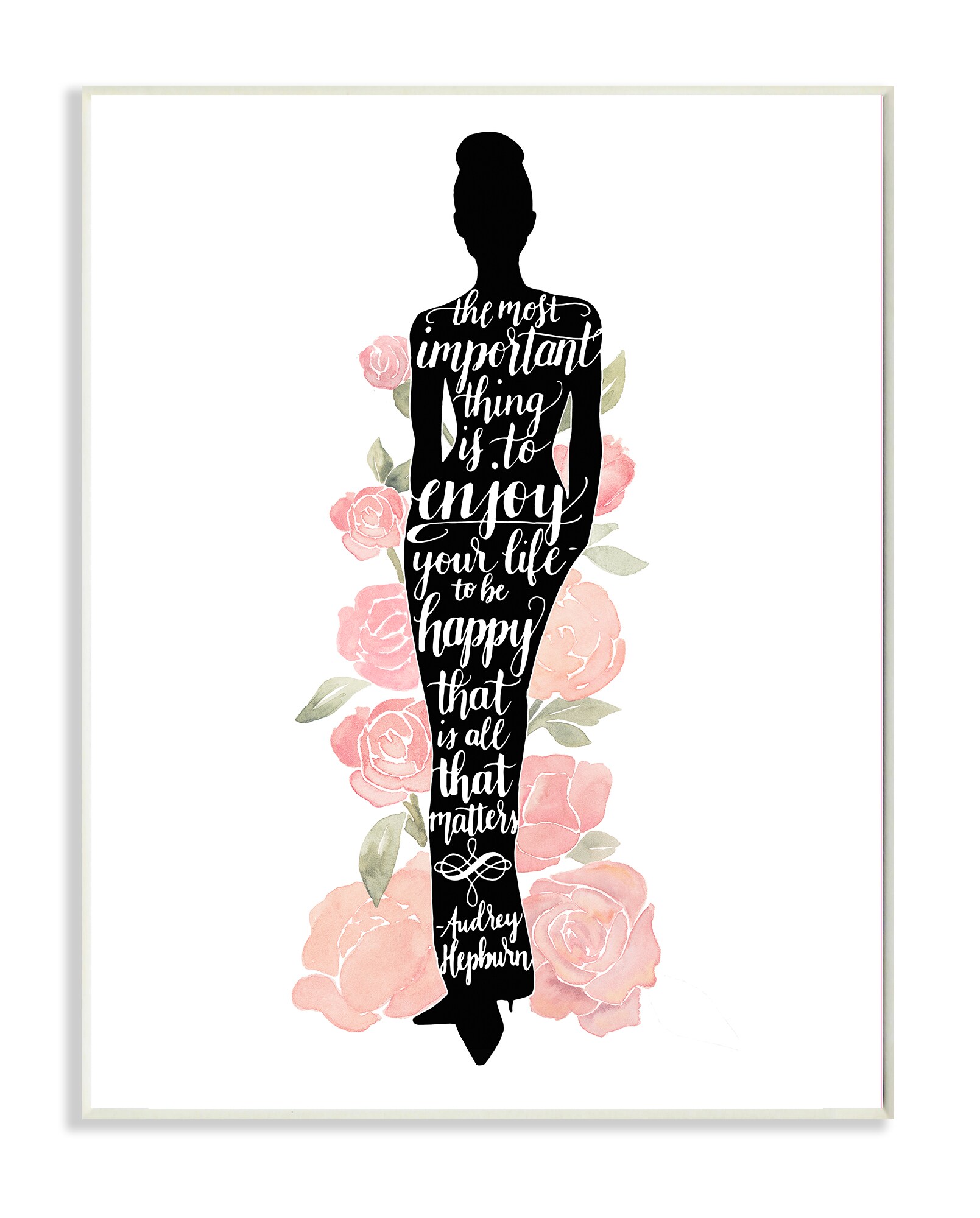 Stupell Industries MWP-253-WD-10X15 Iconic Silhouette Watercolor Roses Audrey Grace Popp 15-in H x 10-in W Abstract Print