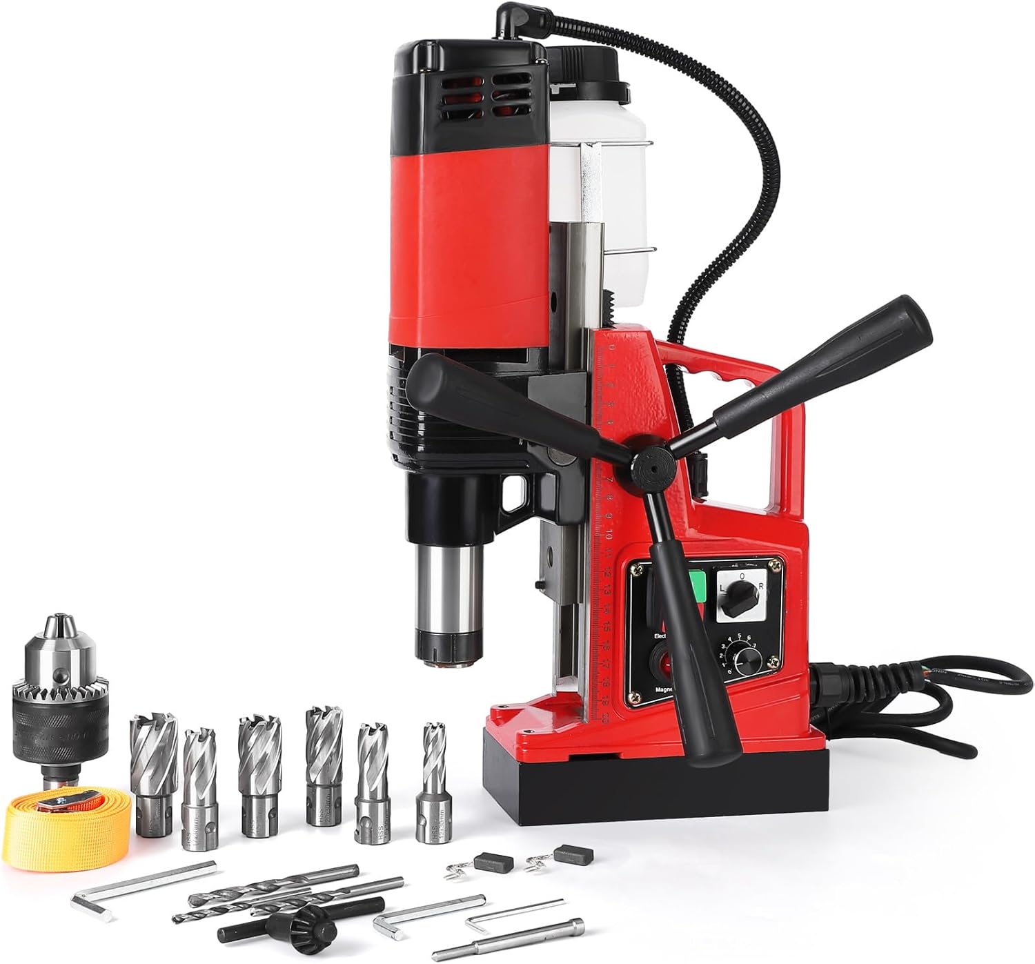 GAOMON 1400W Magnetic Drill Press- 110V US Plug Dual Rail Forward Reverse Lockable Design- 6PCS Accessories- 810RPM- 2 Inch Max Metal Drilling Diameter #LSPPJOK-XDMBRSCN1L