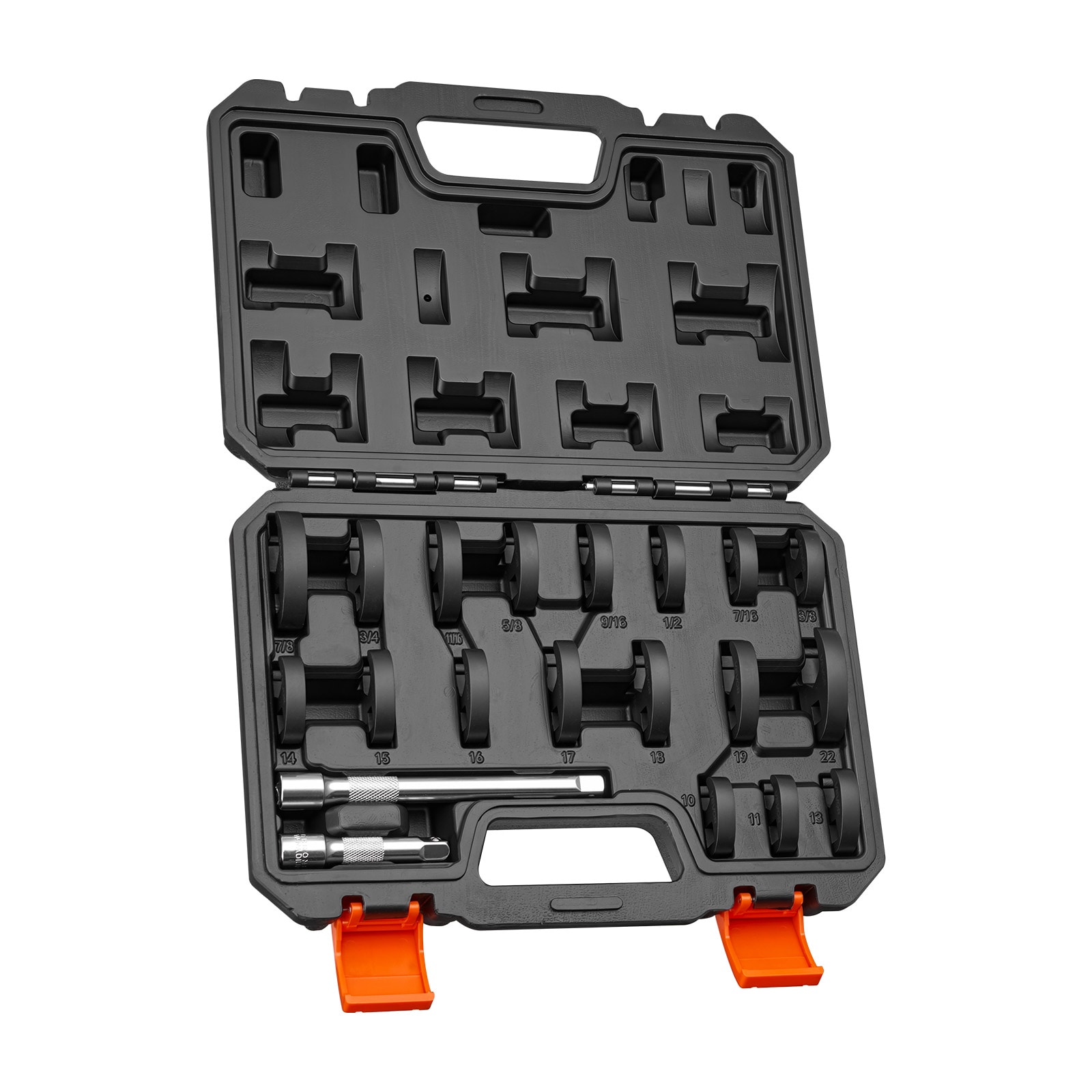 VEVOR Crowfoot Wrench Set 3/8in Drive 20-Piece Metric and SAE Size Flare Nut Crows Foot Wrenches with Storage Case Dual Size Markings on Tools and Case for Auto Maintenance