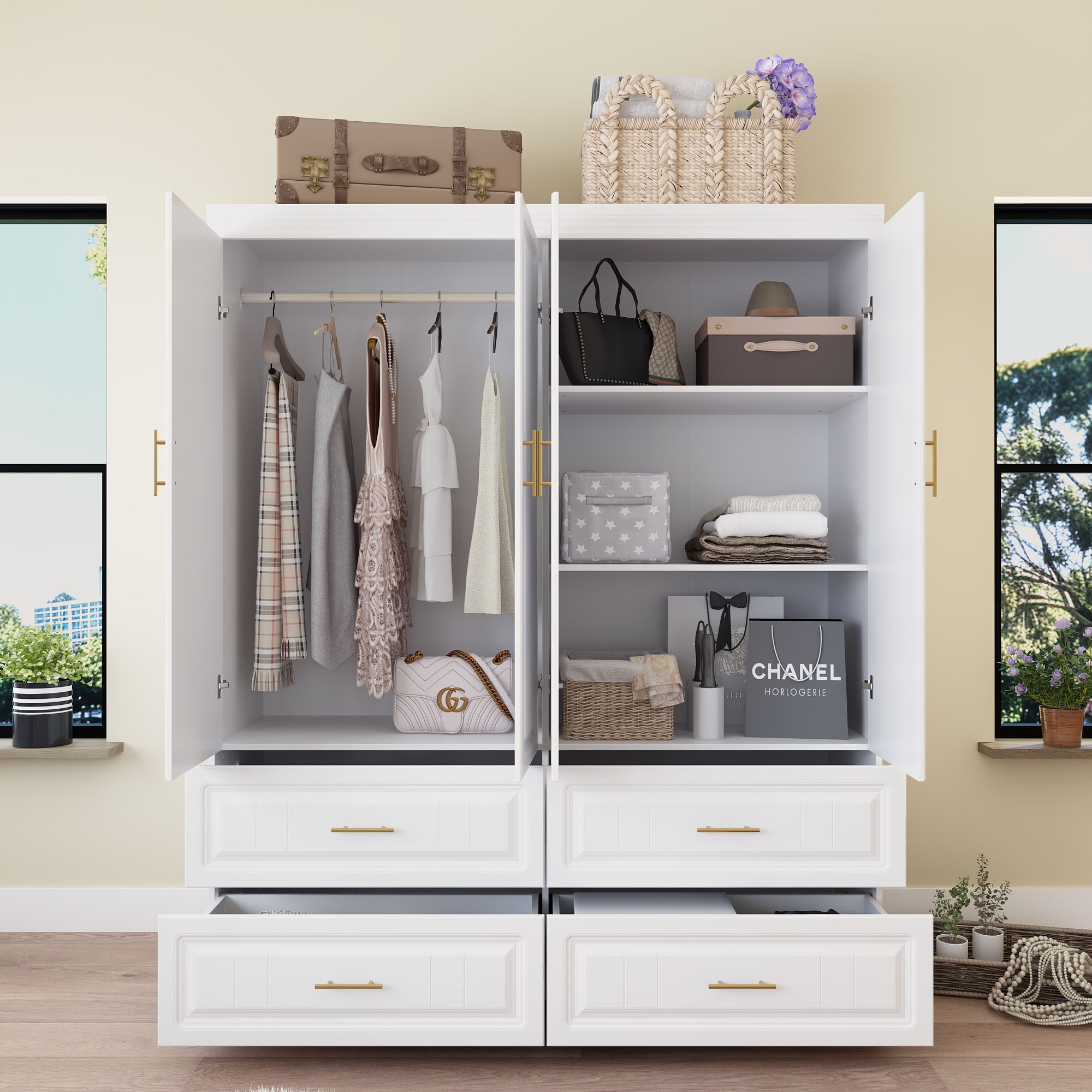 FUFU&GAGA H0023-01+02 Modern Wardrobe White Armoire