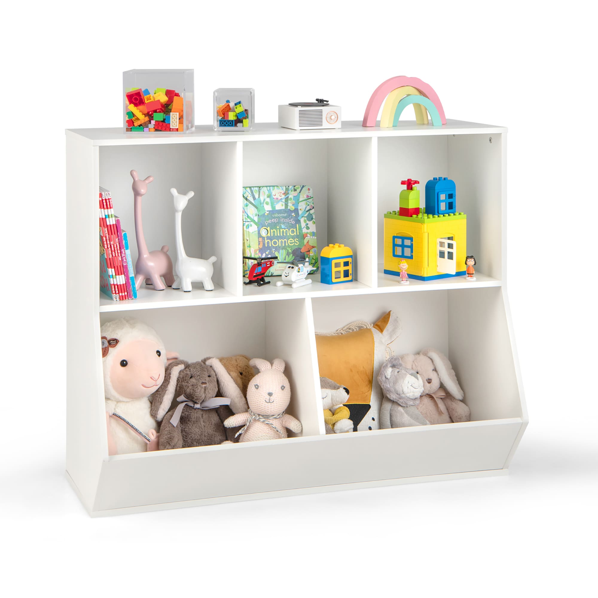 Goplus LWS00442 white 5 -Compartment Kids bookcase ( 16-Inches W x 30-Inches H x 35.5-Inches D )