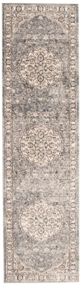 ECARPETGALLERY 324498 Oregon Tabriz 2 x 9 (ft) Loomed Polypropylene Blue Ivory Rectangular Indoor Distressed/Overdyed Vintage Runner rug